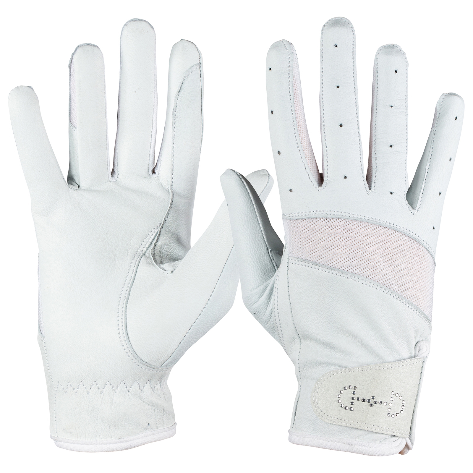 Blanco Guantes de Cuero y Malla para MujerHorze
