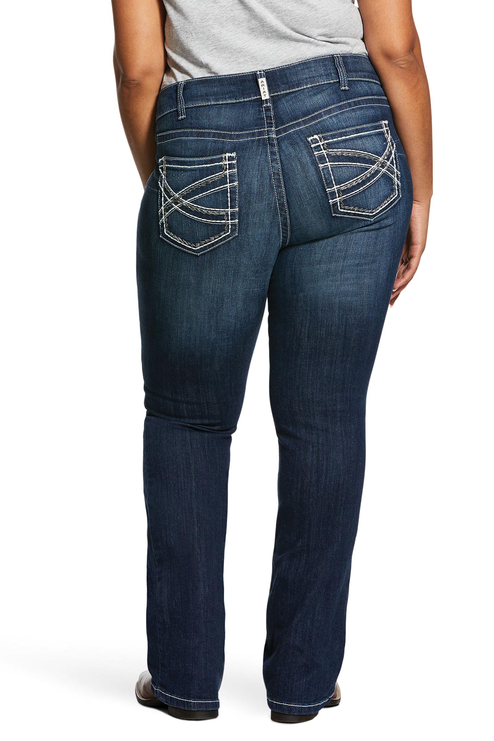Ariat R.E.A.L. Mid Rise Stretch Entwined Vaqueros bootcut el&aacute;sticos para mujer de tiro medio