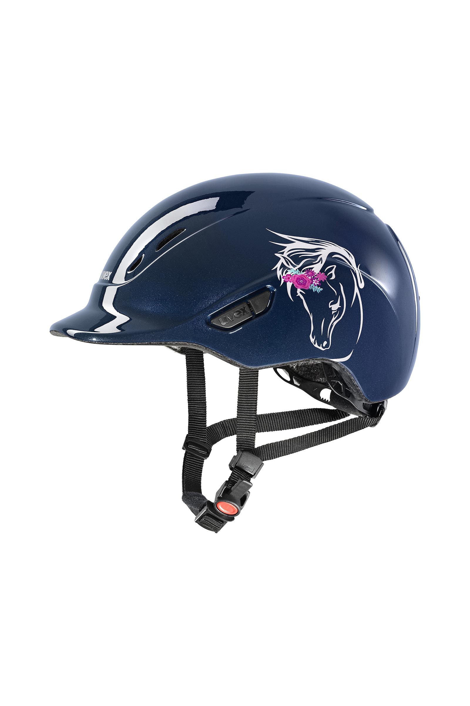 flower pony navy shiny Uvex Kidoxx Dekor casco de equitación para niños