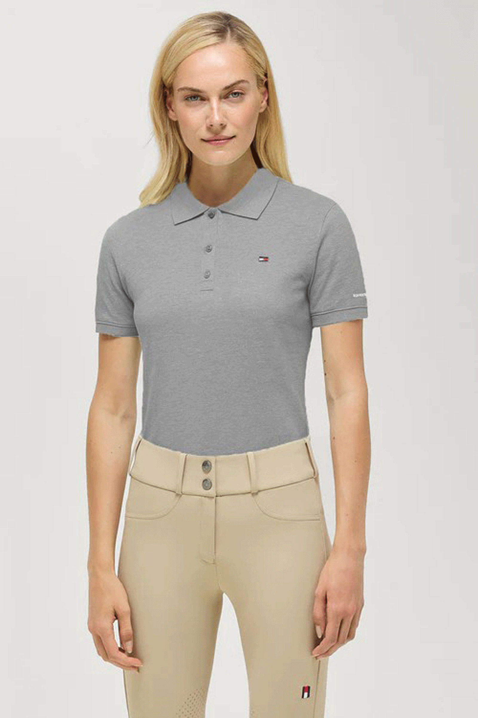 Grey Melange Tommy Hilfiger Equestrian polo para mujer