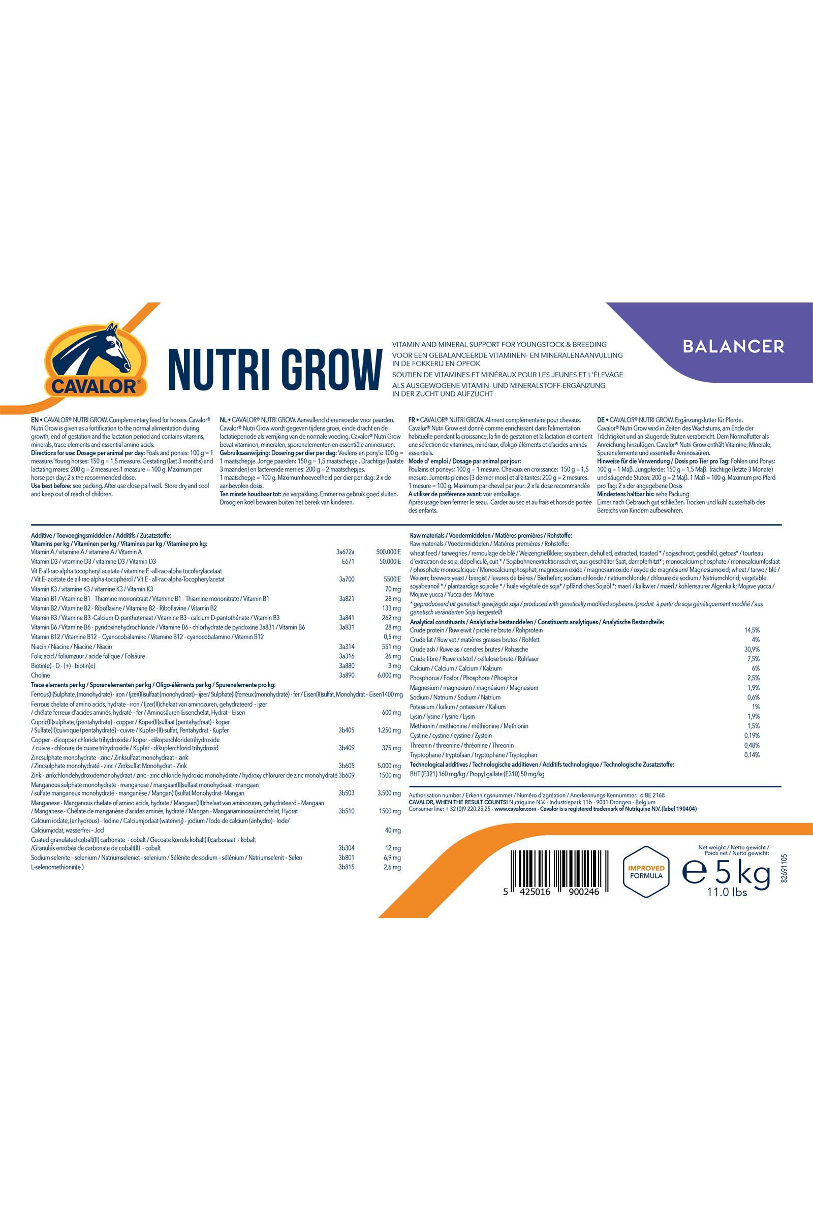 Cavalor Nutri Grow, 5 kg