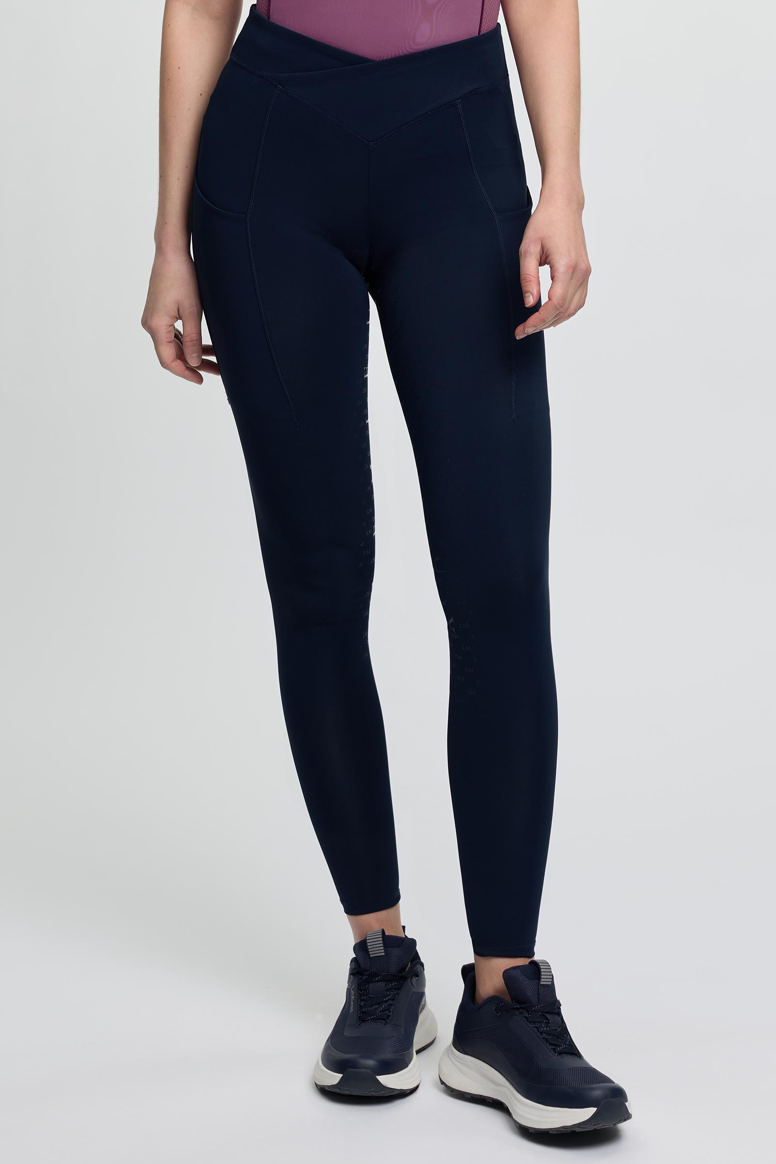 LeMieux Simone pantalones de equitaci&oacute;n pull on para mujer con medio asiento crossover