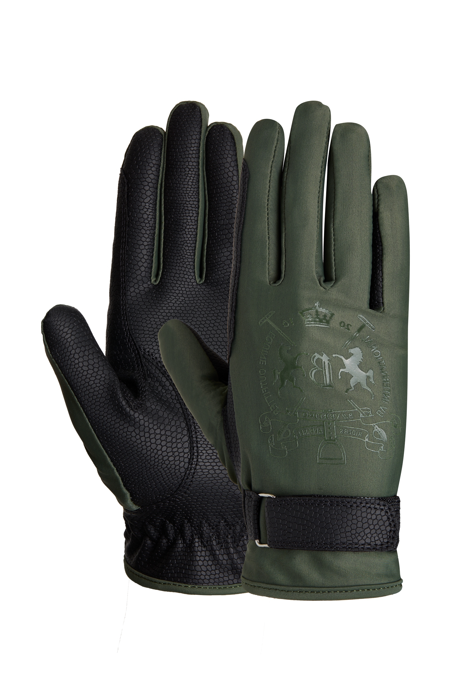 Beetle Green Guantes de Equitación con Estampado de Logo para Mujer B Vertigo Laia