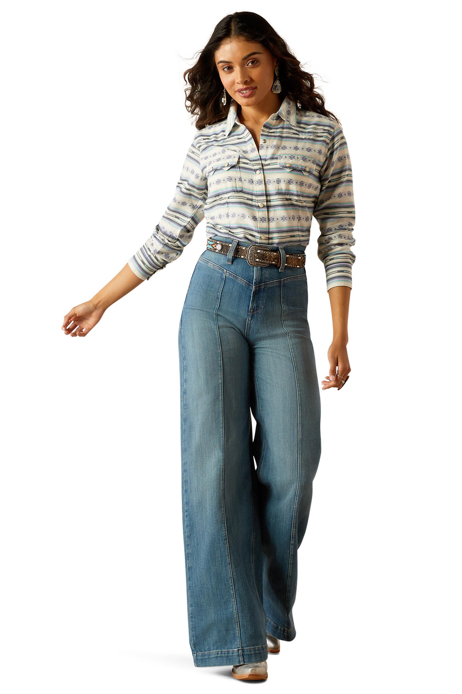 Ariat Seaside Serape camisa para mujer con botones a presi&oacute;n