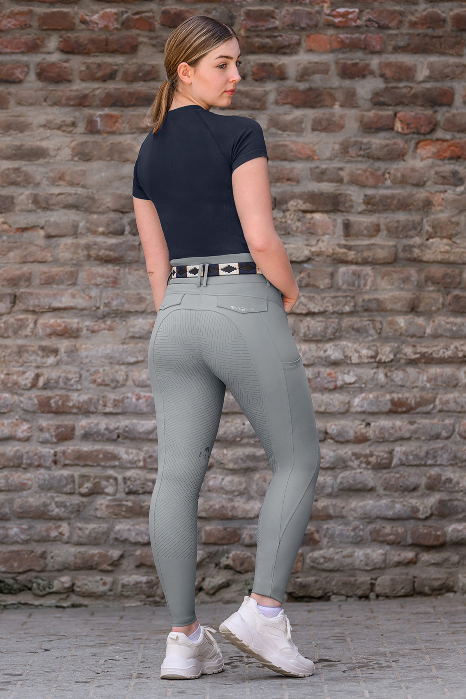 Chrome Grey ELT Comfort Ride Glam pantal&oacute;n de equitaci&oacute;n mujer full grip
