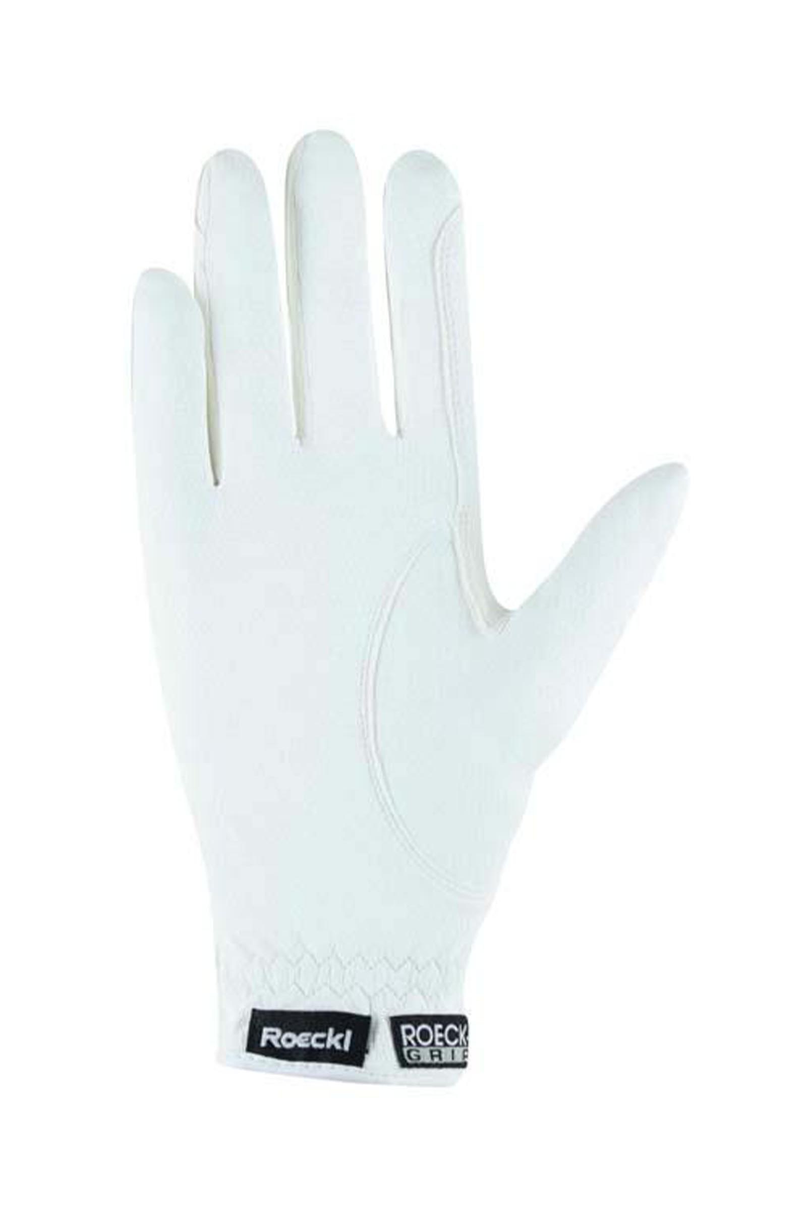 White/Silver/Crystal Roeckl Lisboa guantes de equitaci&oacute;n para mujer Roeck-Grip Swarovski