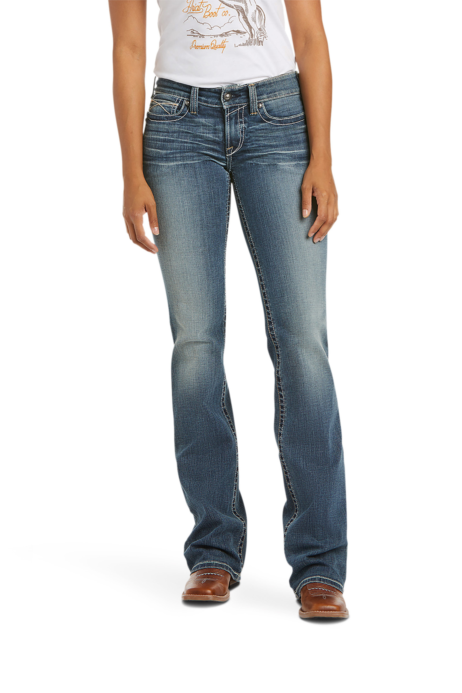 Ariat Whipstitch R.E.A.L. Bootcut stretch jeans con tiro medio