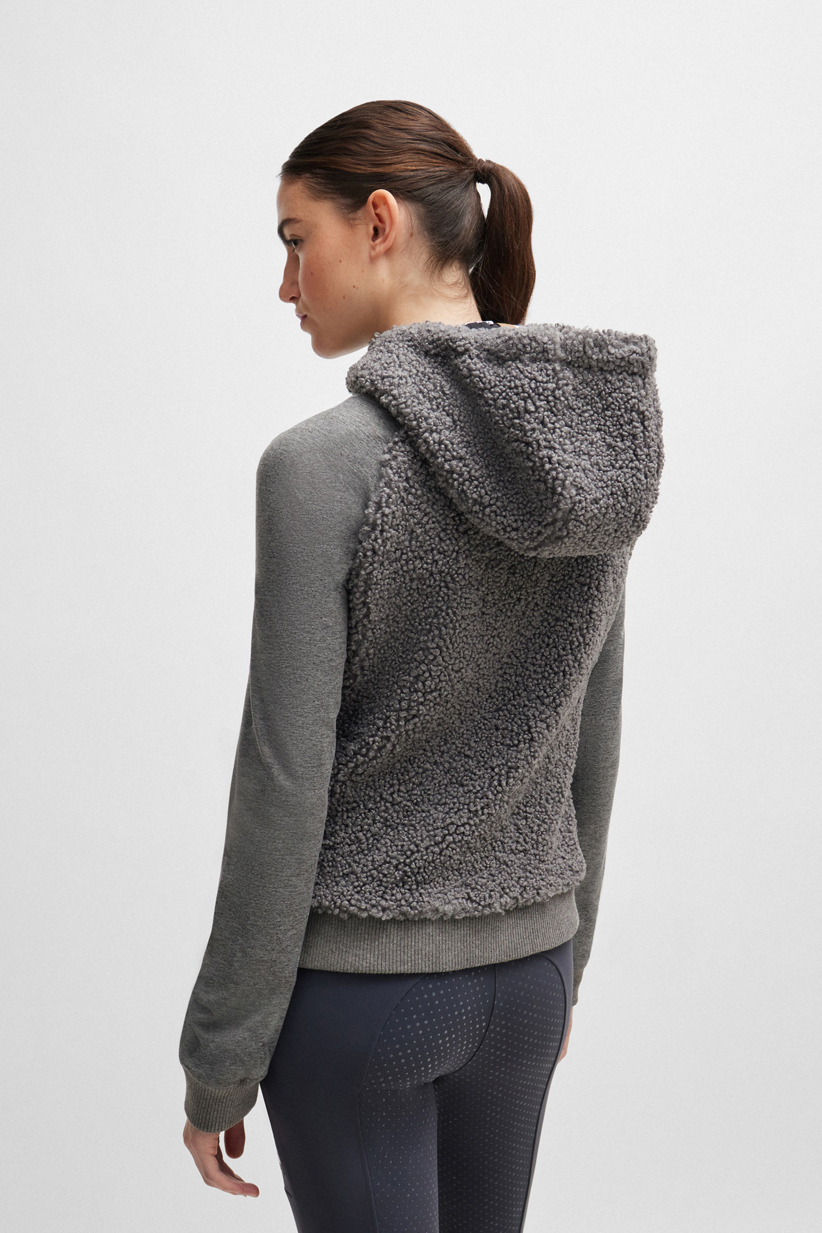 Sudadera con capucha Boss Riva Teddy Hybrid Zip