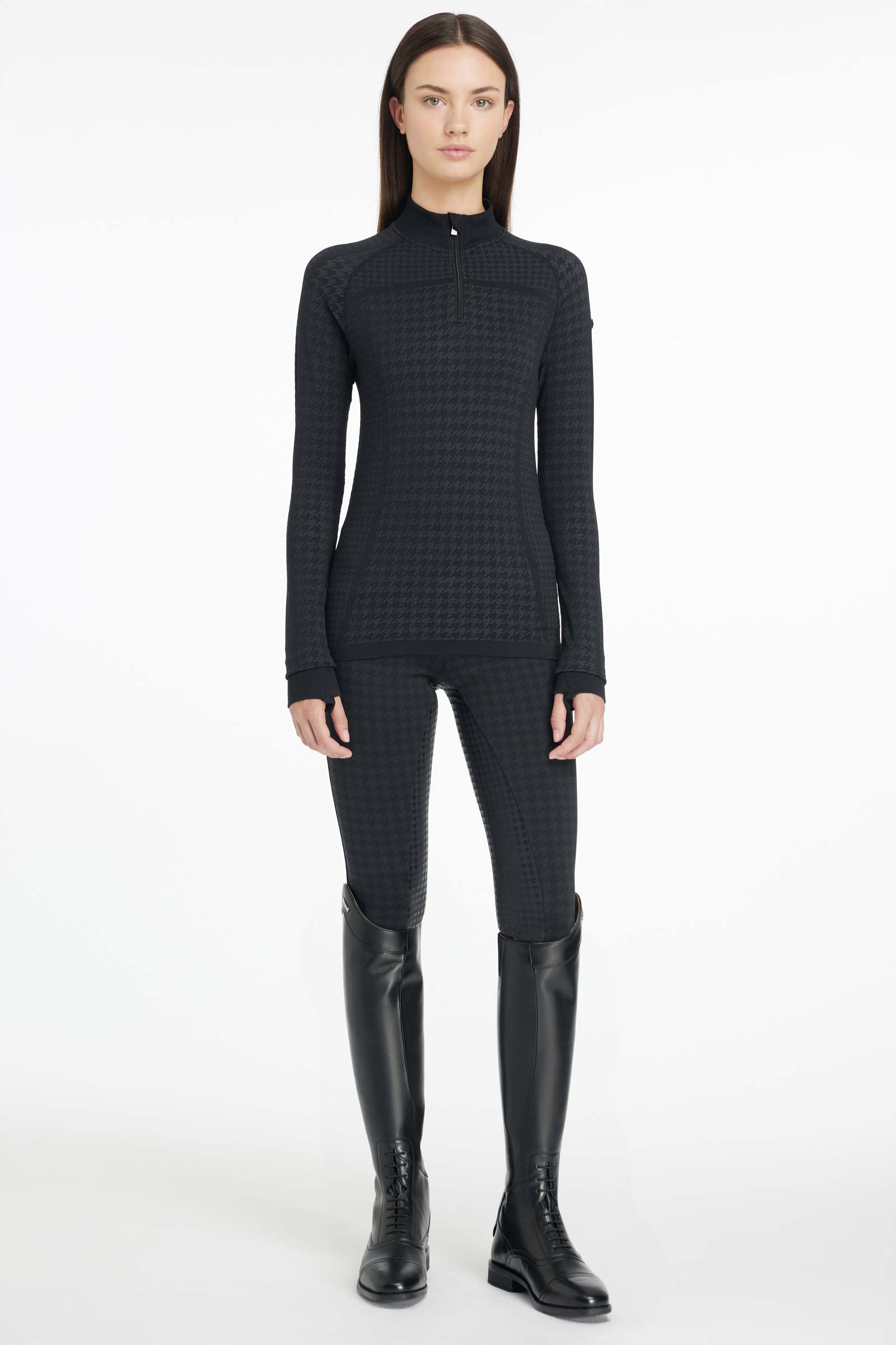 LeMieux Aspen Houndstooth Top with Quarter Zip