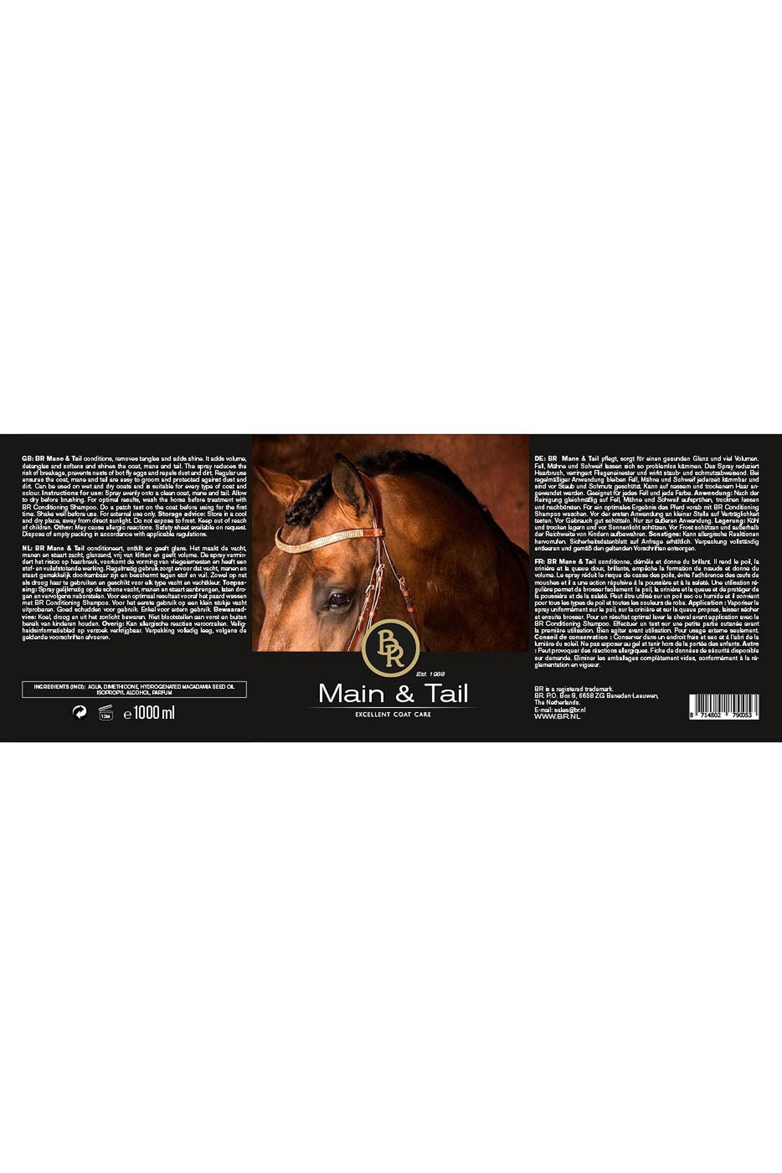 BR loci&oacute;n en spray para crines y cola, 1000 ml