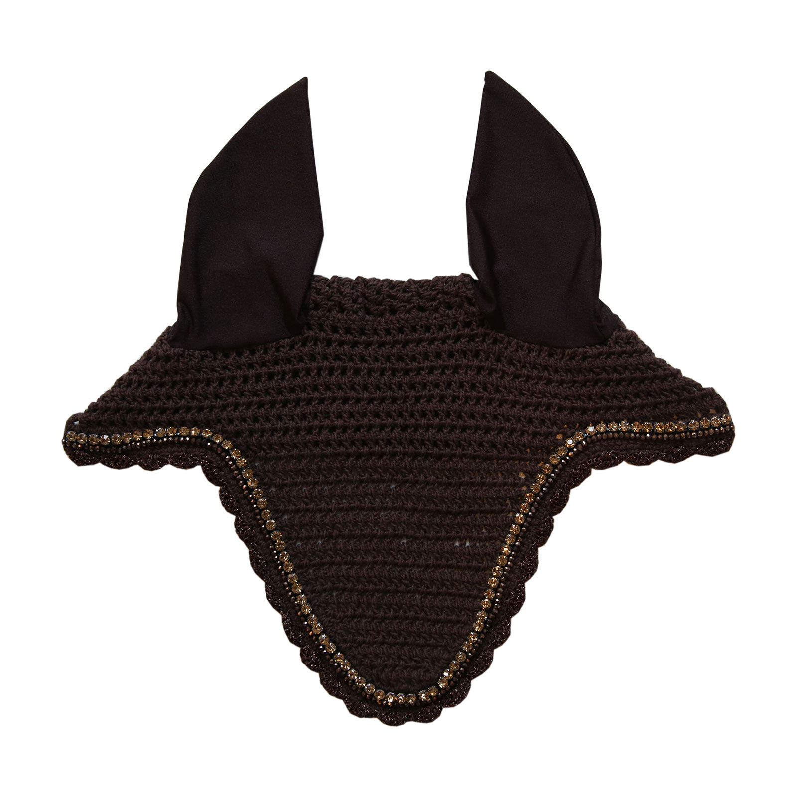 Brown Kentucky Horsewear Fly Veil Piedra larga y perla