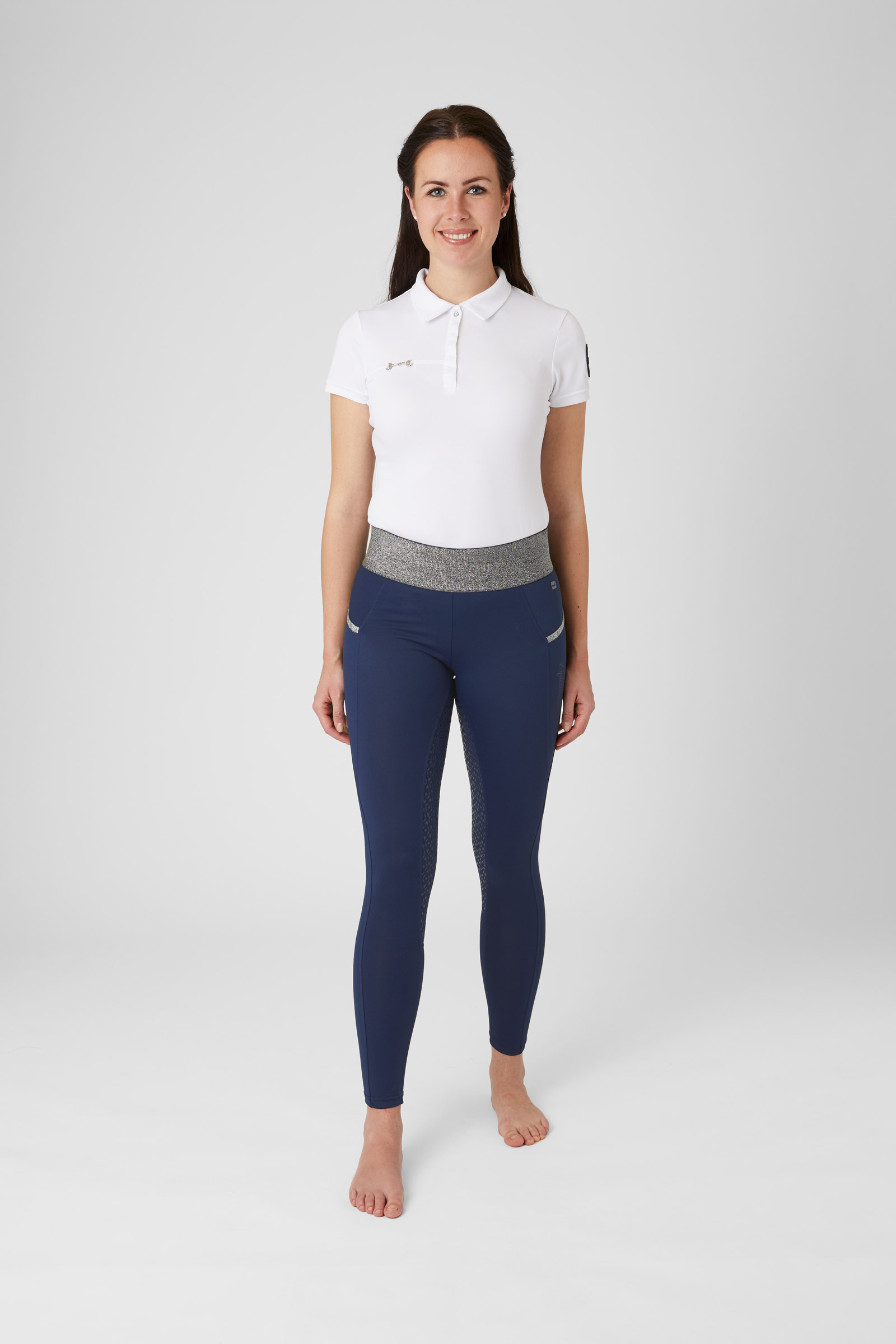 Mallas de Equitación con Cintura de Brillantina y Asiento Completo para Mujer