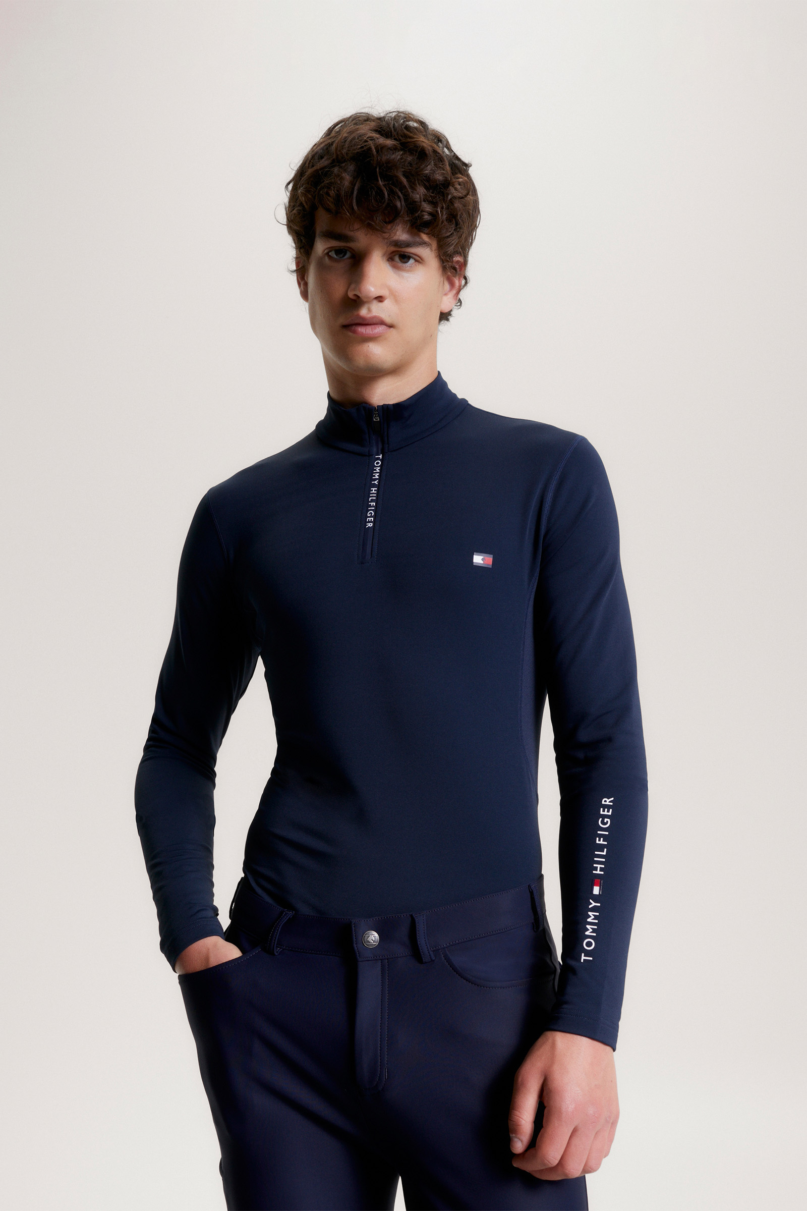 Tommy Hilfiger Equestrian 1/4 Zip - Camiseta térmica para hombre 