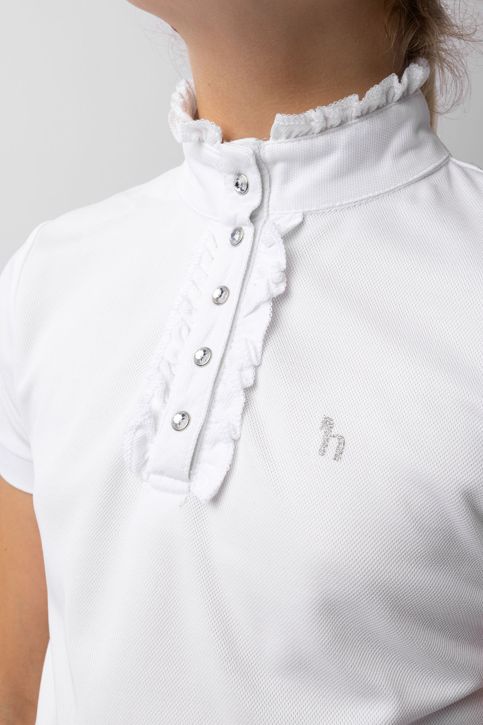 Camisa de Manga Corta con Volantes deConcurso para Niños Horze Christel