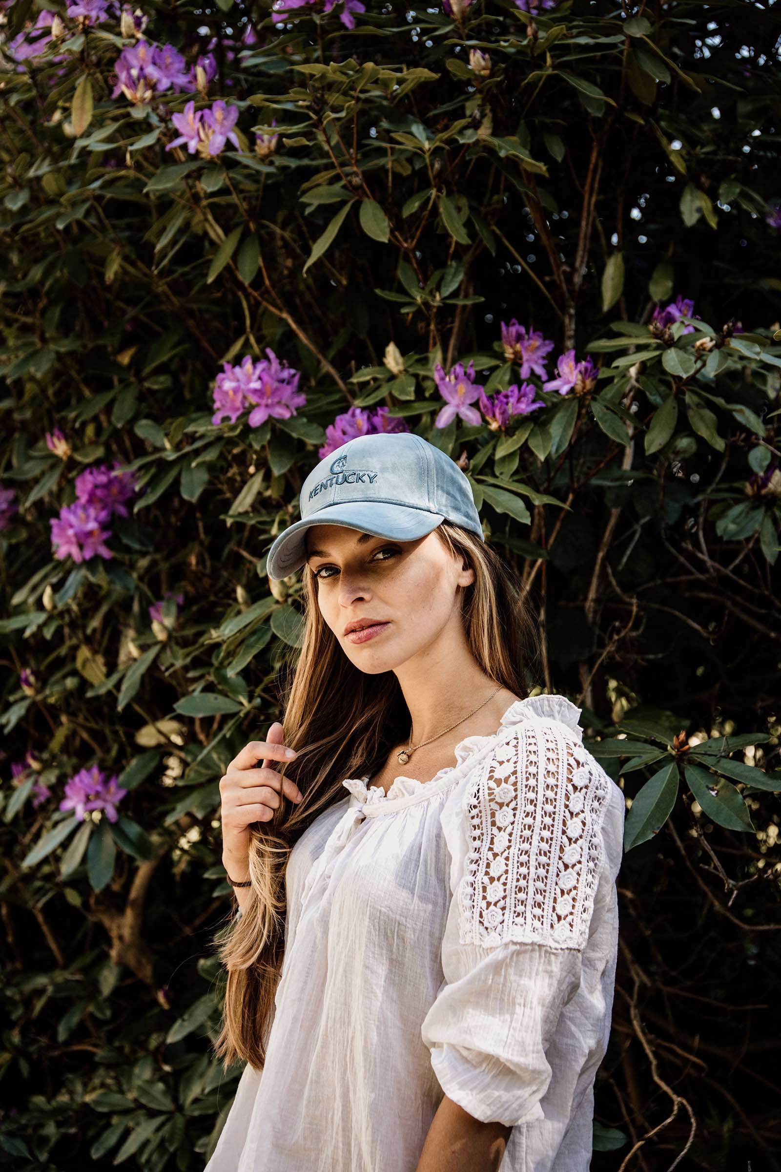 Light Blue Gorra de Terciopelo Kentucky Horsewear