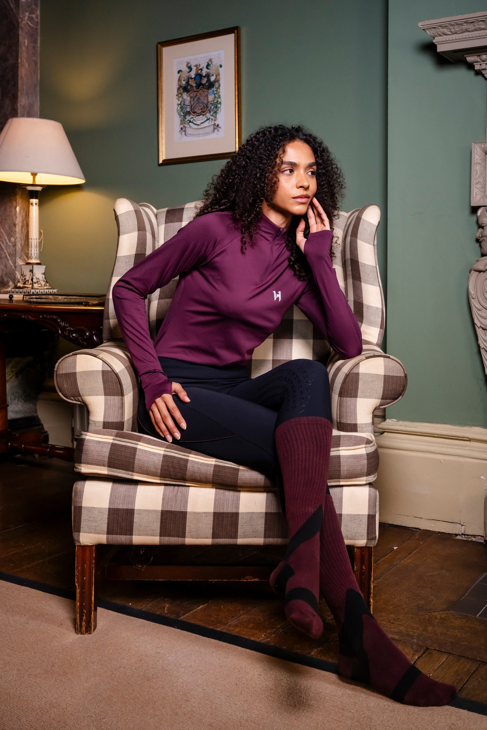 Celestial Purple Horseware Strive Winter camiseta para mujer con cremallera 1/4