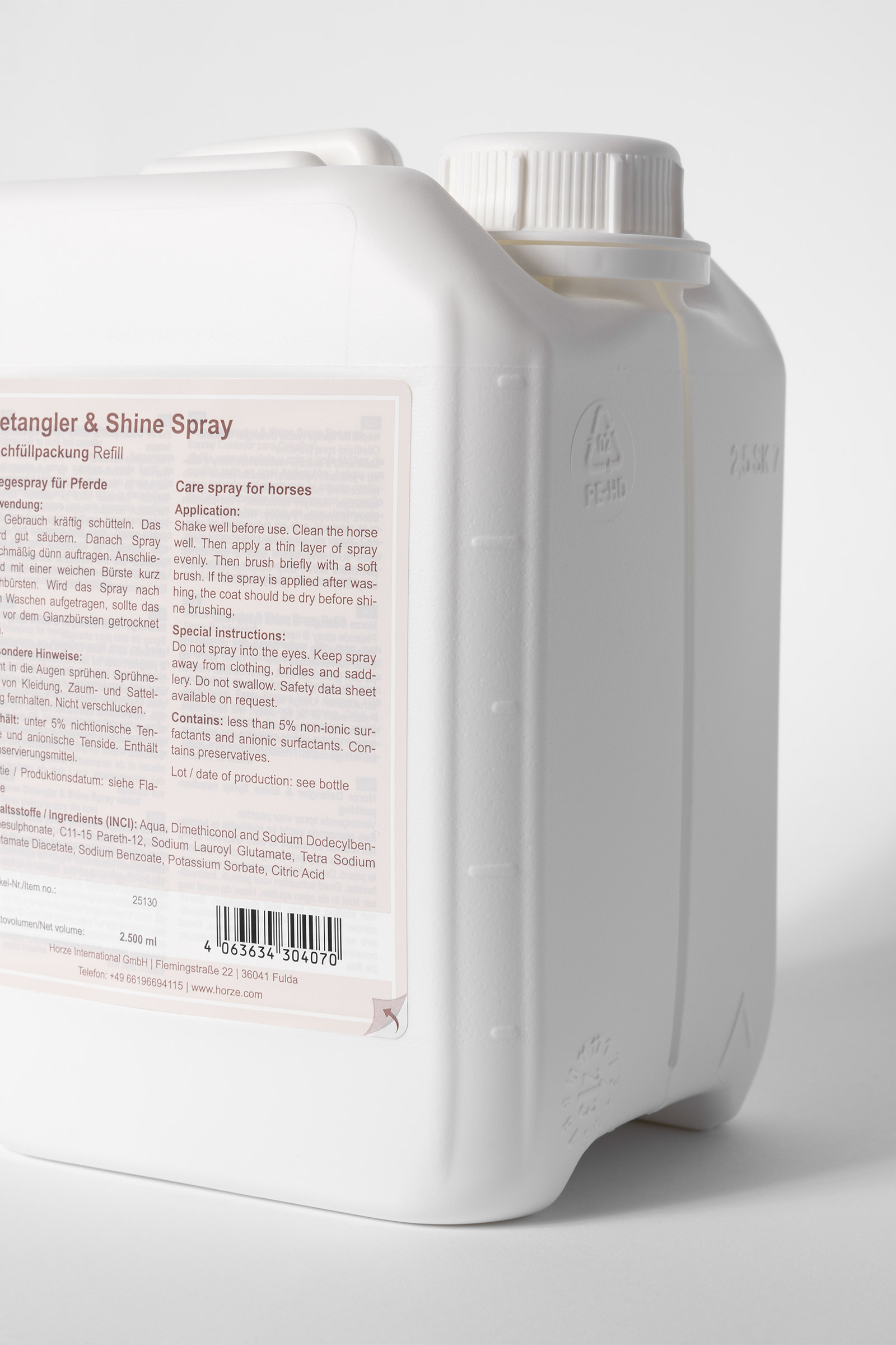 Recarga de Espray Acondicionador Desenredante & Brillo Horze, 2.5l