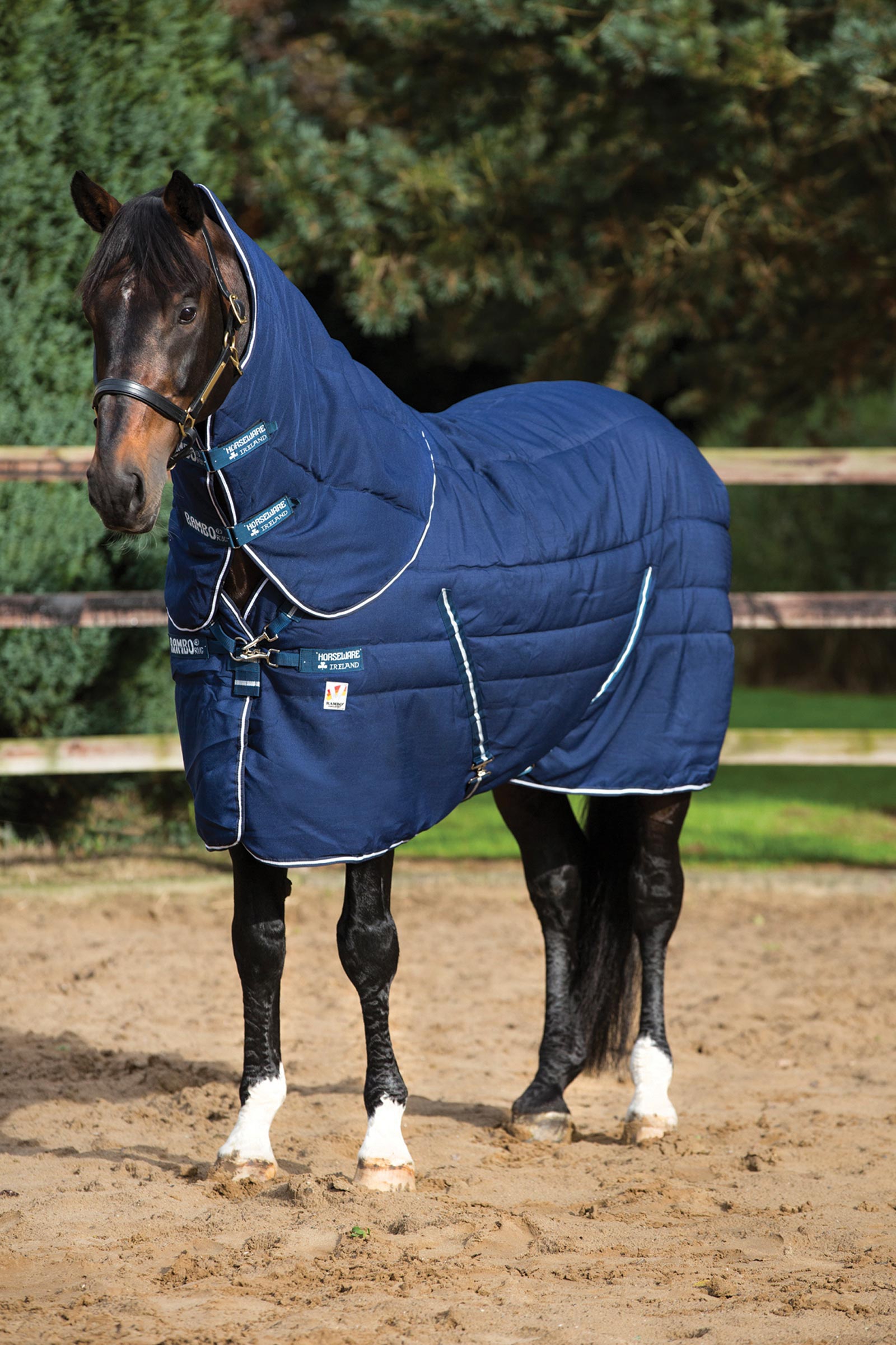 Horseware Rambo Plus Vari-Layer manta de cuadra con cuello desmontable, 450 g