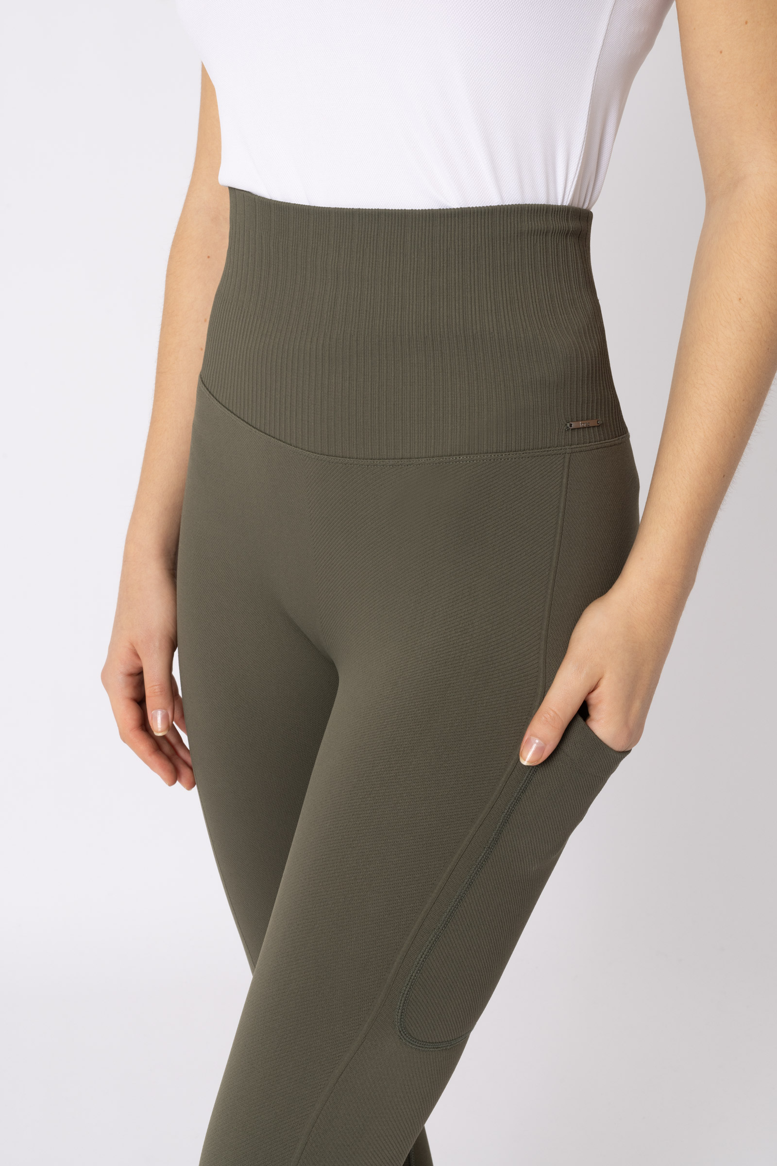 Horze Janine Mallas sin Costuras con Agarre Completo con Bolsillo para Móvil para Mujer 