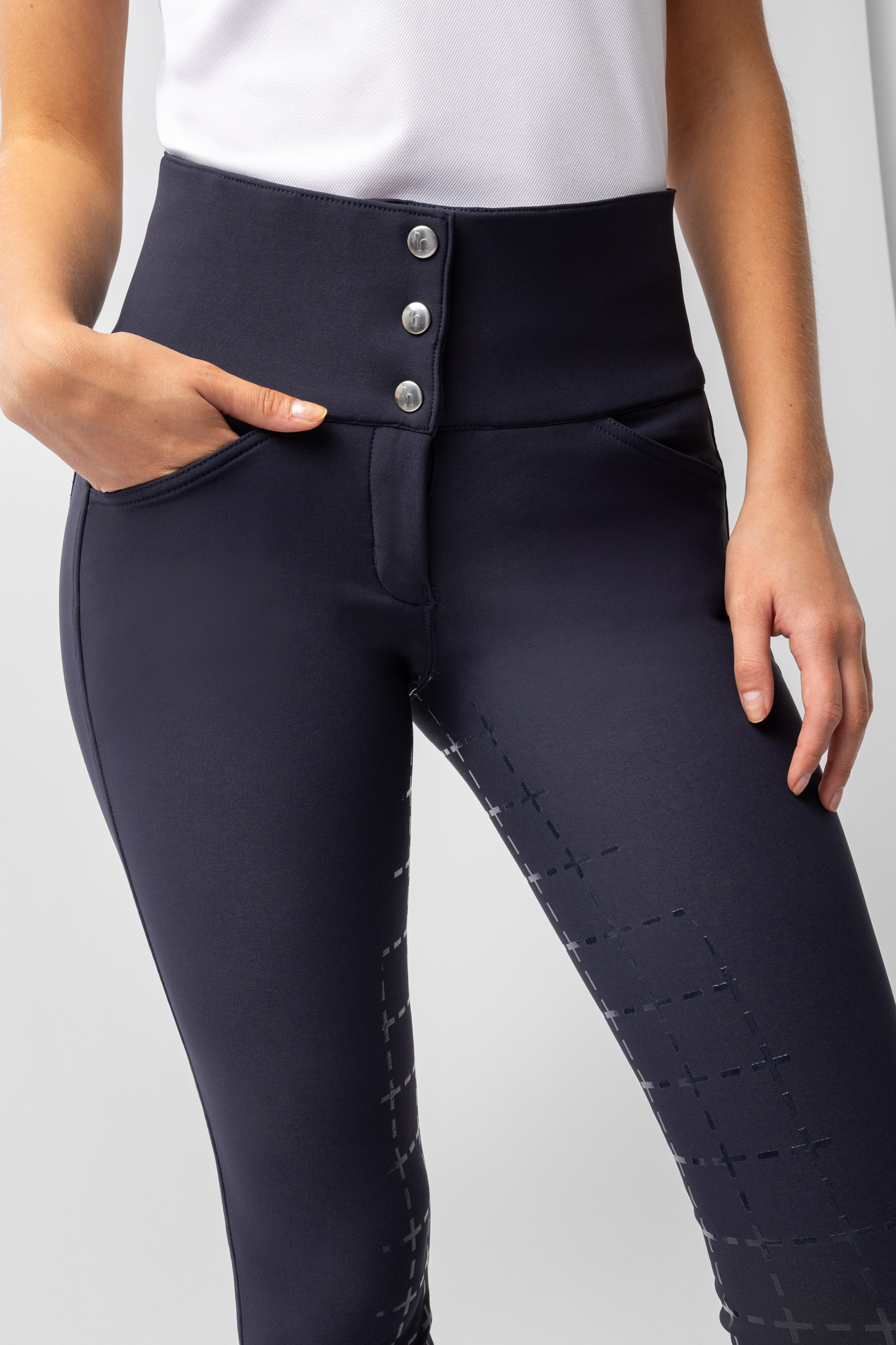 Horze Desiree pantalones de montar para mujer con cintura alta y asiento completo de silicona, UPF 50+