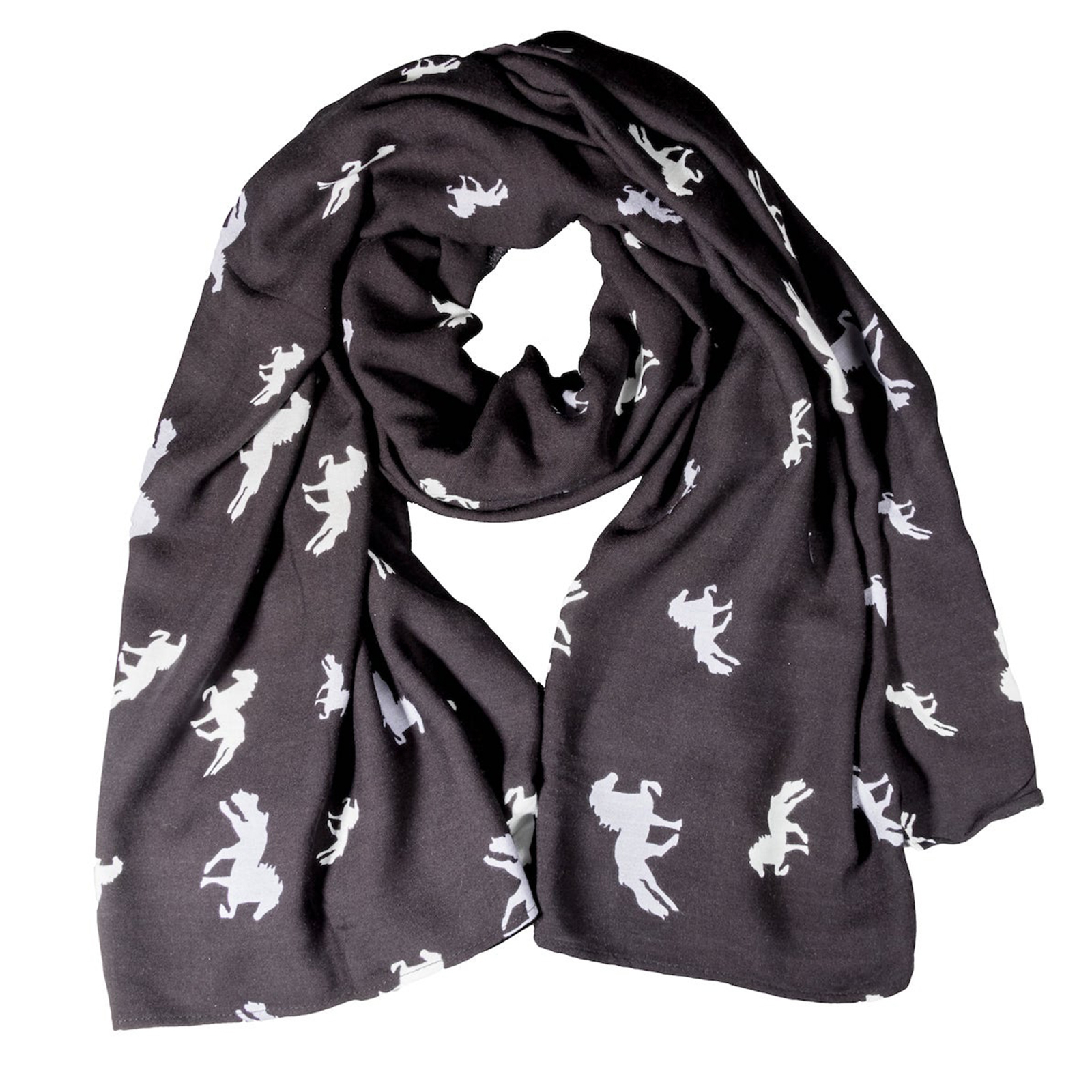 Black/Gray Bufanda Karlslund Con Estampado De Caballos