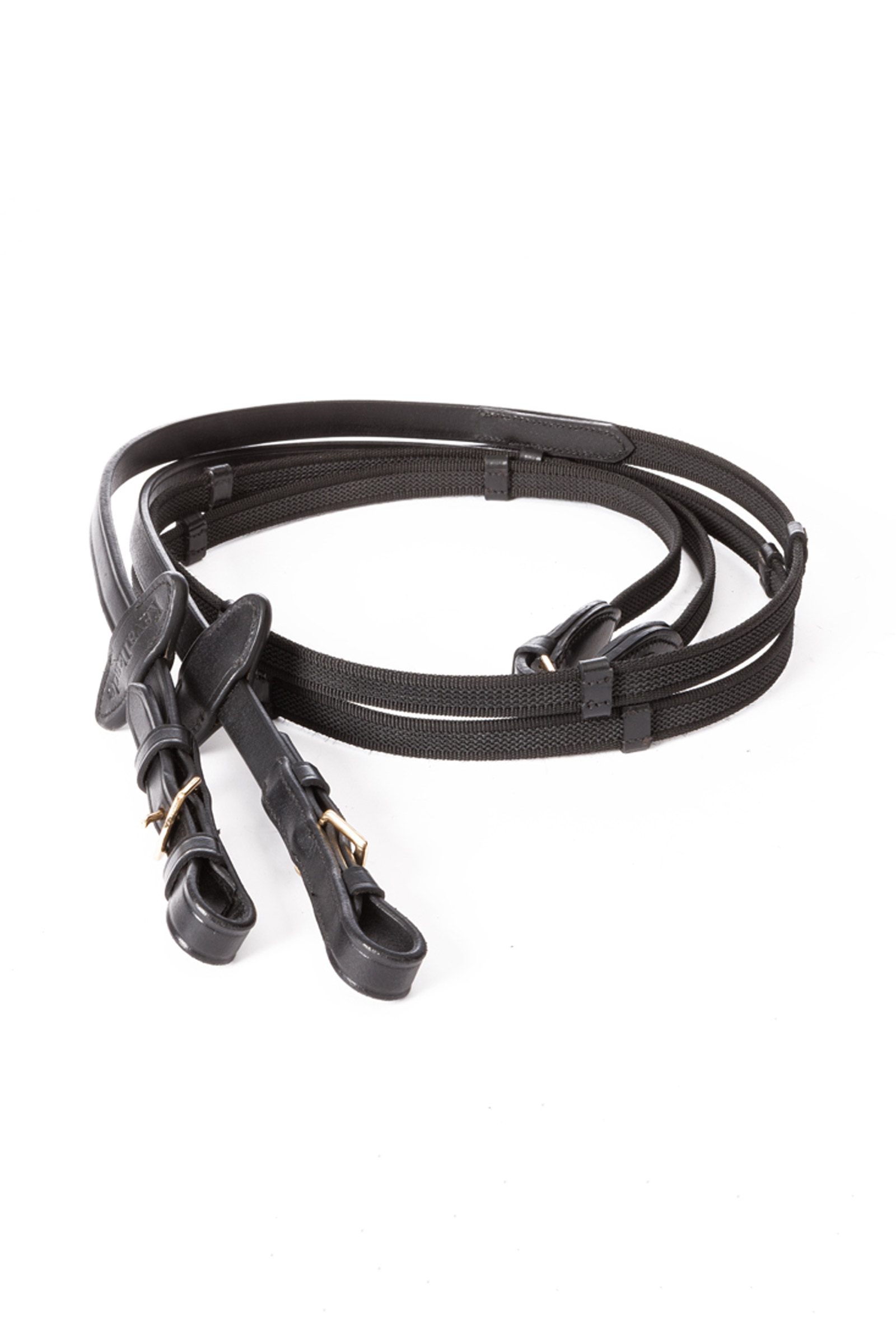 Kavalkade Gold Rubberised Reins With 5 Stops, 16 mm