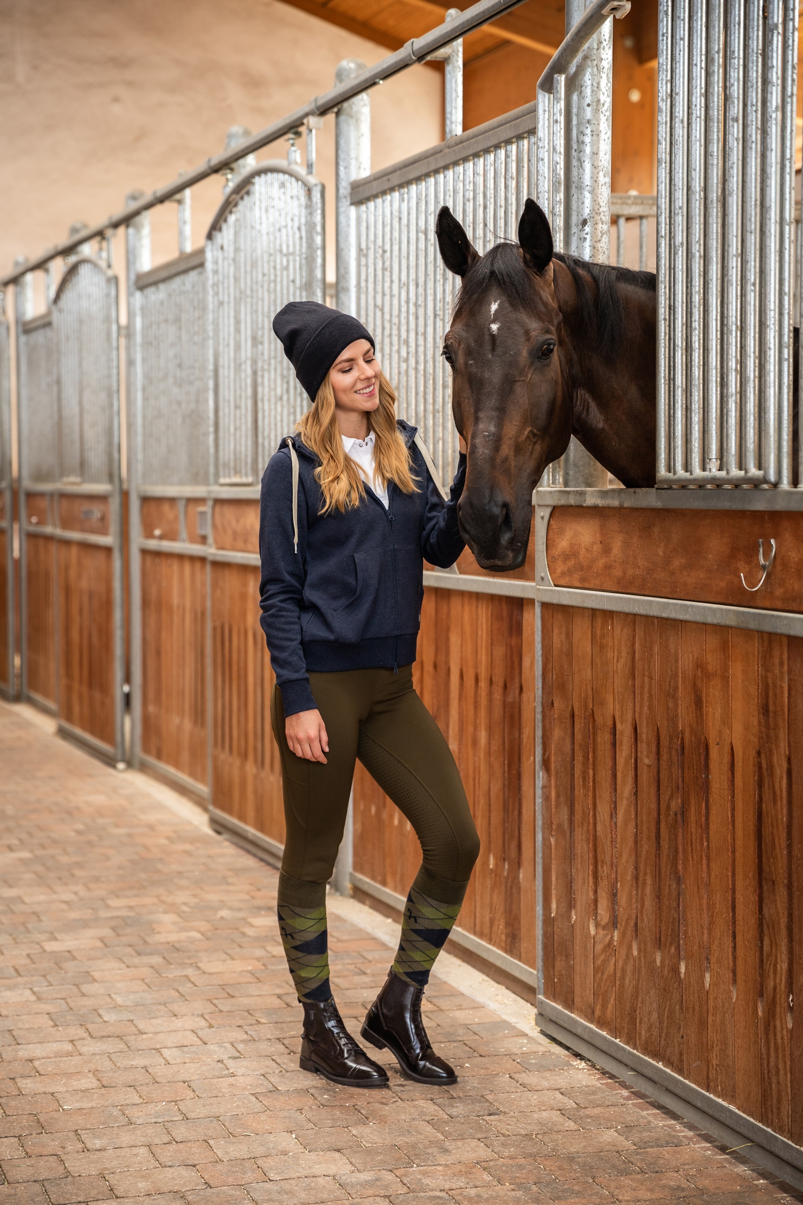 Calcetines de Equitaci&oacute;n a Cuadros de Invierno Horze Alana