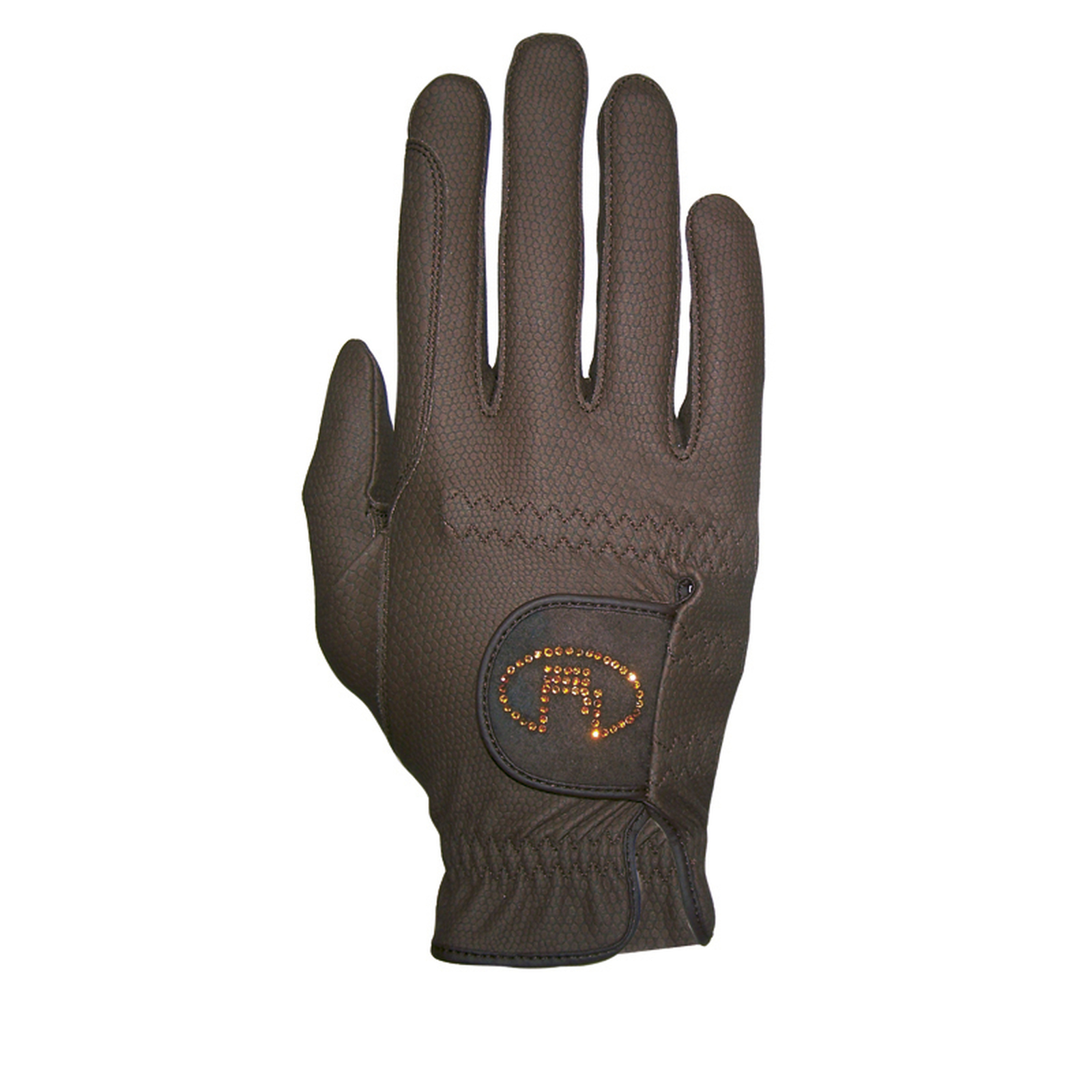 Dark Brown Guantes de Equitación Roeckl Lisboa Damas Roeck Grip Swarovski