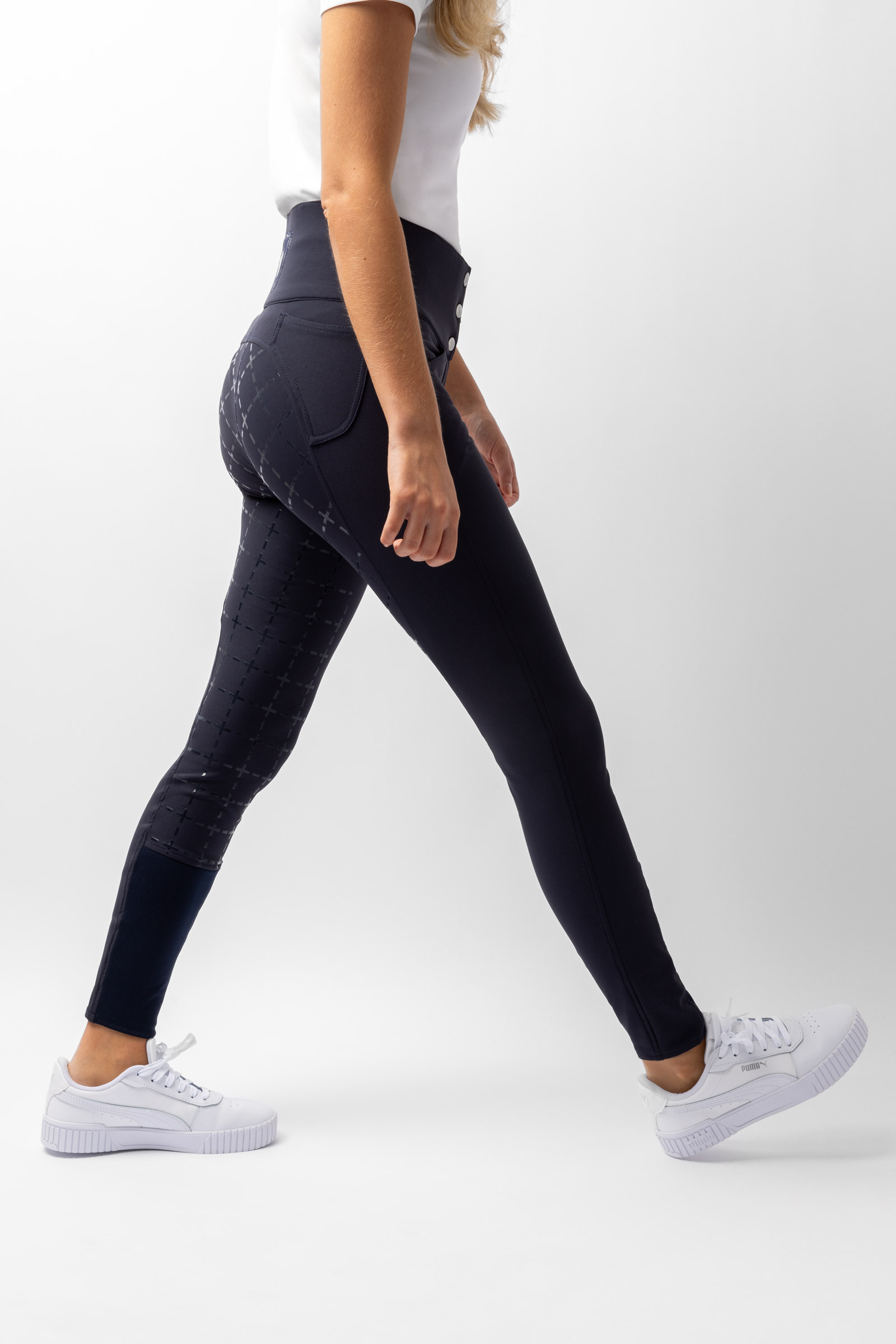 Horze Desiree pantalones de montar para mujer con cintura alta y asiento completo de silicona, UPF 50+