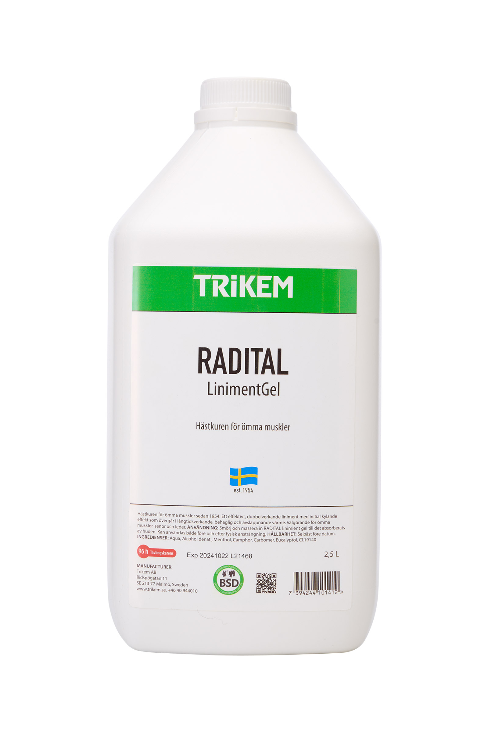 Trikem Radital gel calentador para fricci&oacute;n, 2,5 litros