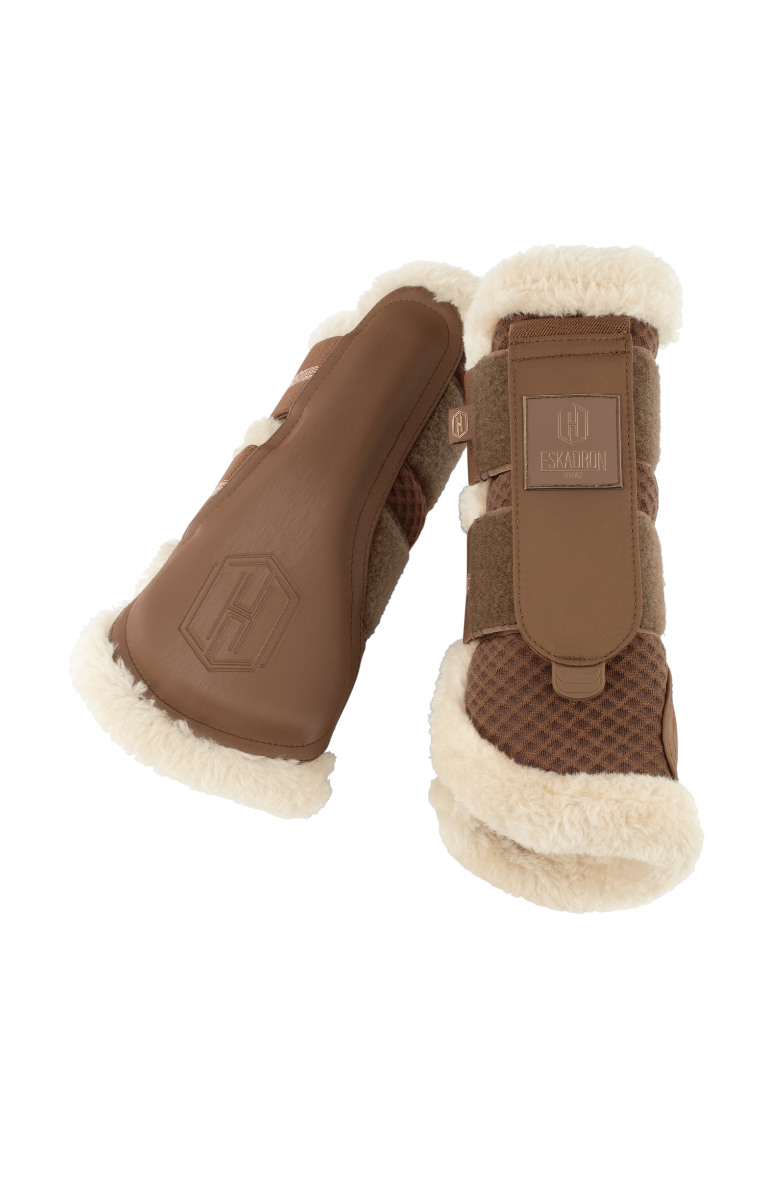 Almond Eskadron Heritage AW24 Protectores para Caballo de malla con piel sintética