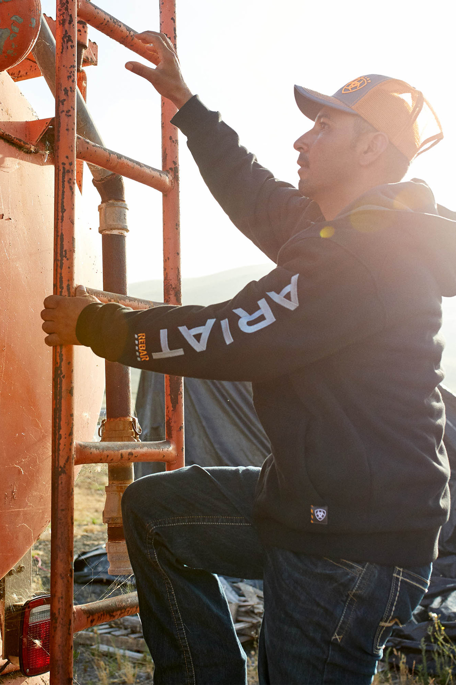 Ariat Sudadera con cremallera completa Rebar All-Weather para hombre