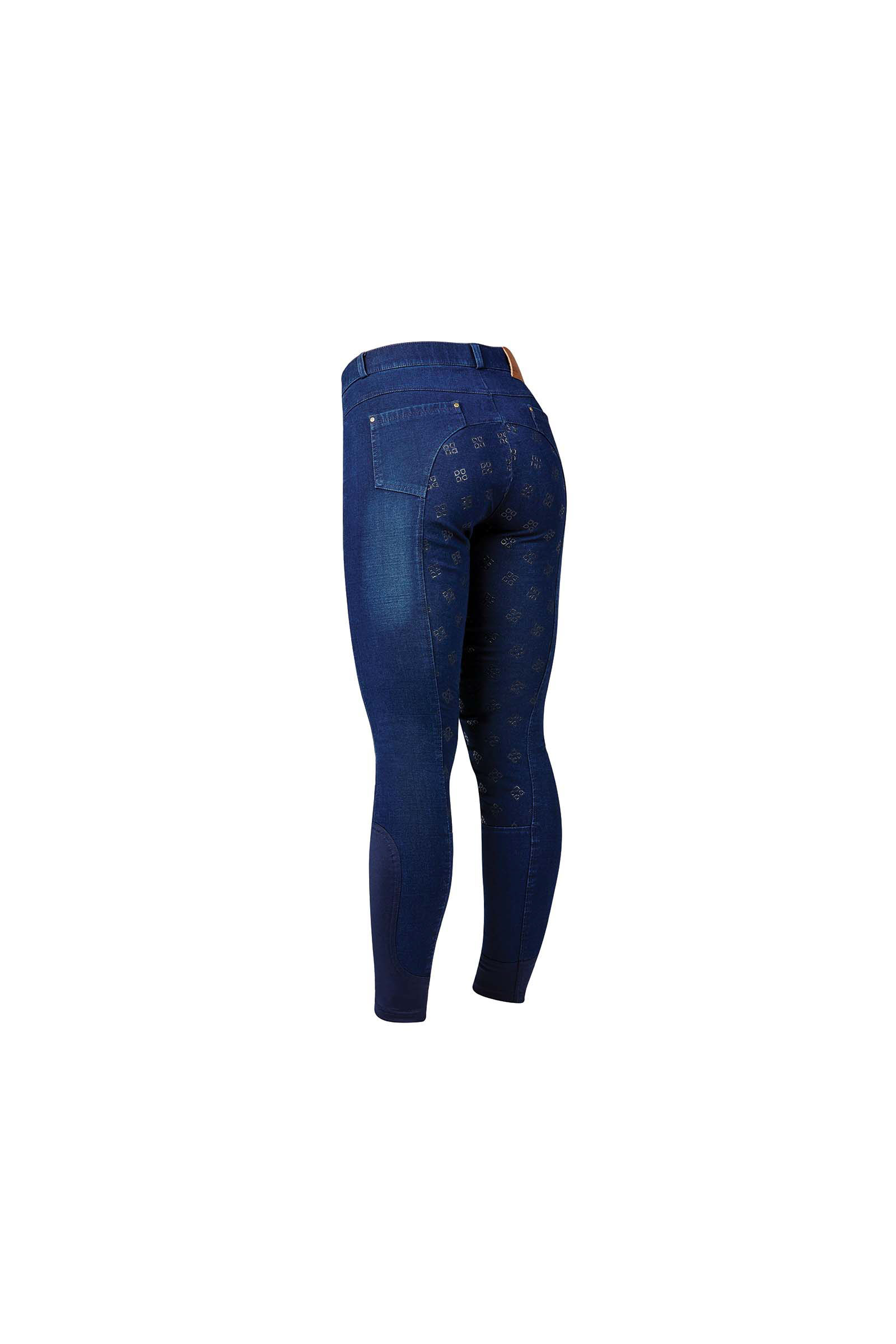 Light Denim Blue Pantalones de Montar Vaqueros Agarre Completo de Estampado de Silicona para Mujer Dublin Shona