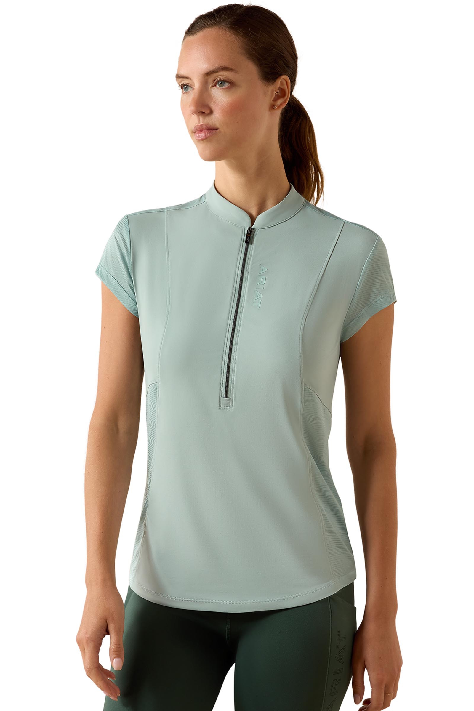 Blue Surf Ariat Breathe capa base para mujer con 1/2 cremallera