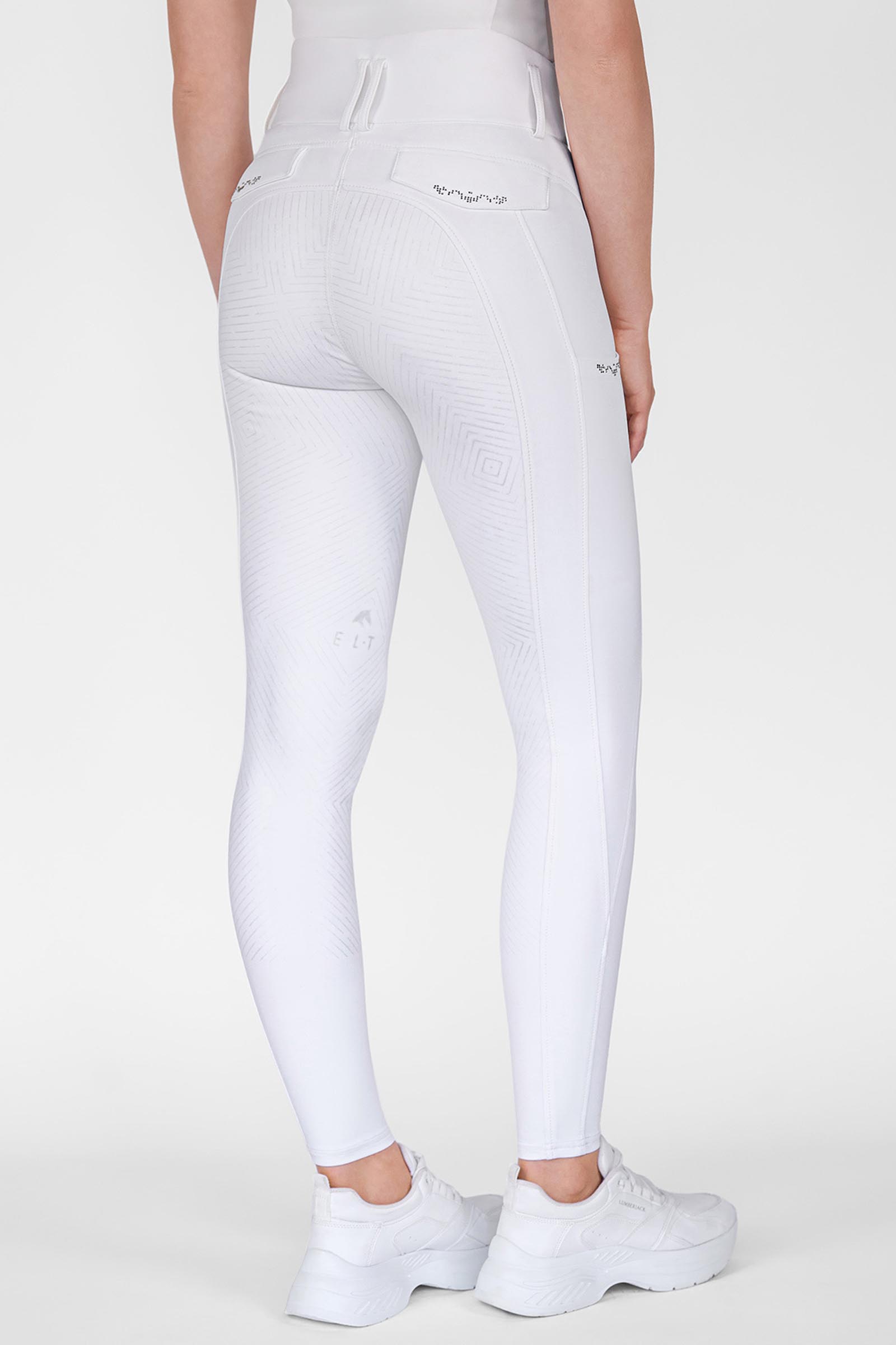 White ELT Comfort Ride Glam pantal&oacute;n de equitaci&oacute;n mujer full grip