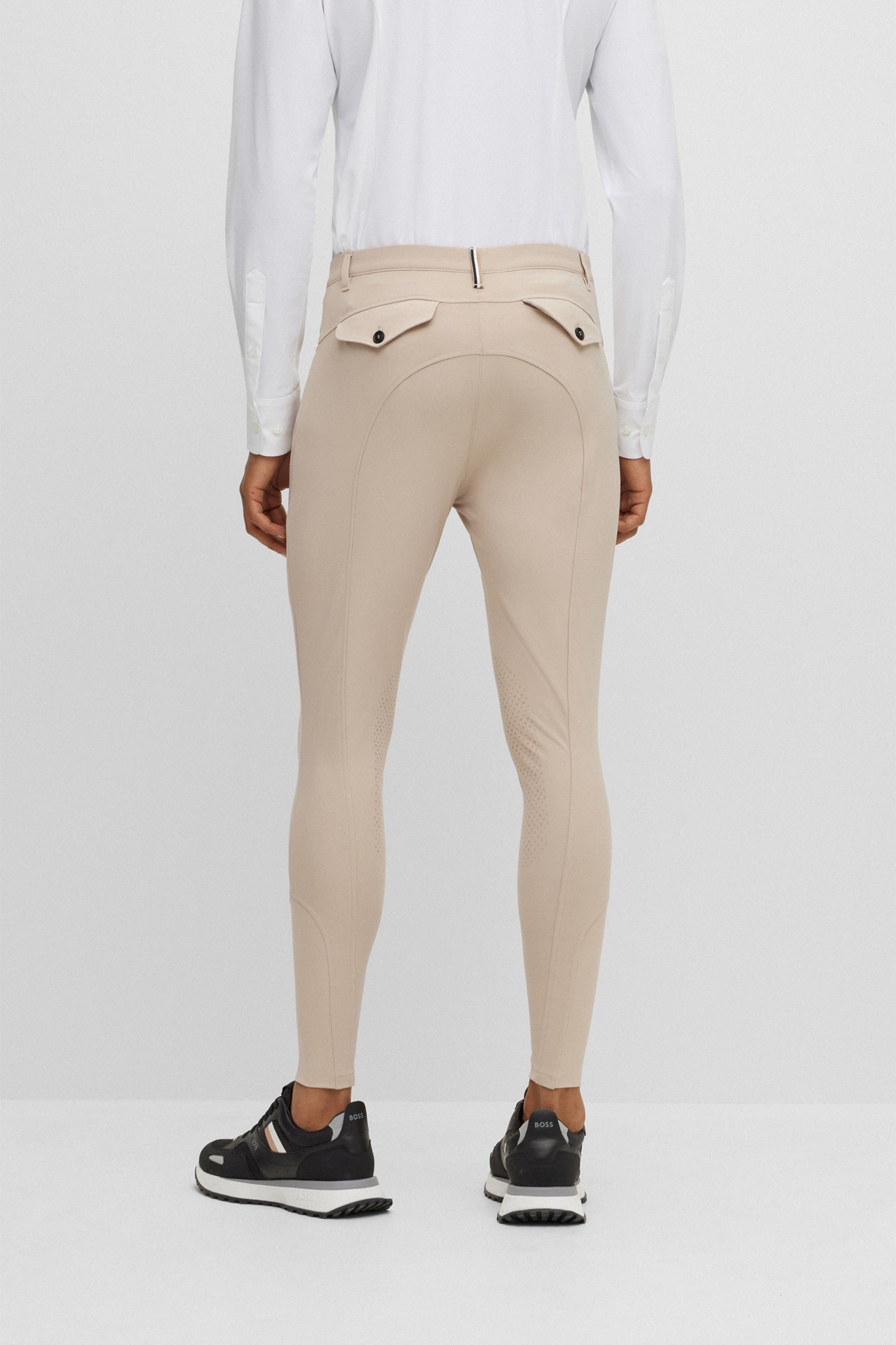 Beige Boss James pantalones de equitaci&oacute;n hombre knee grip