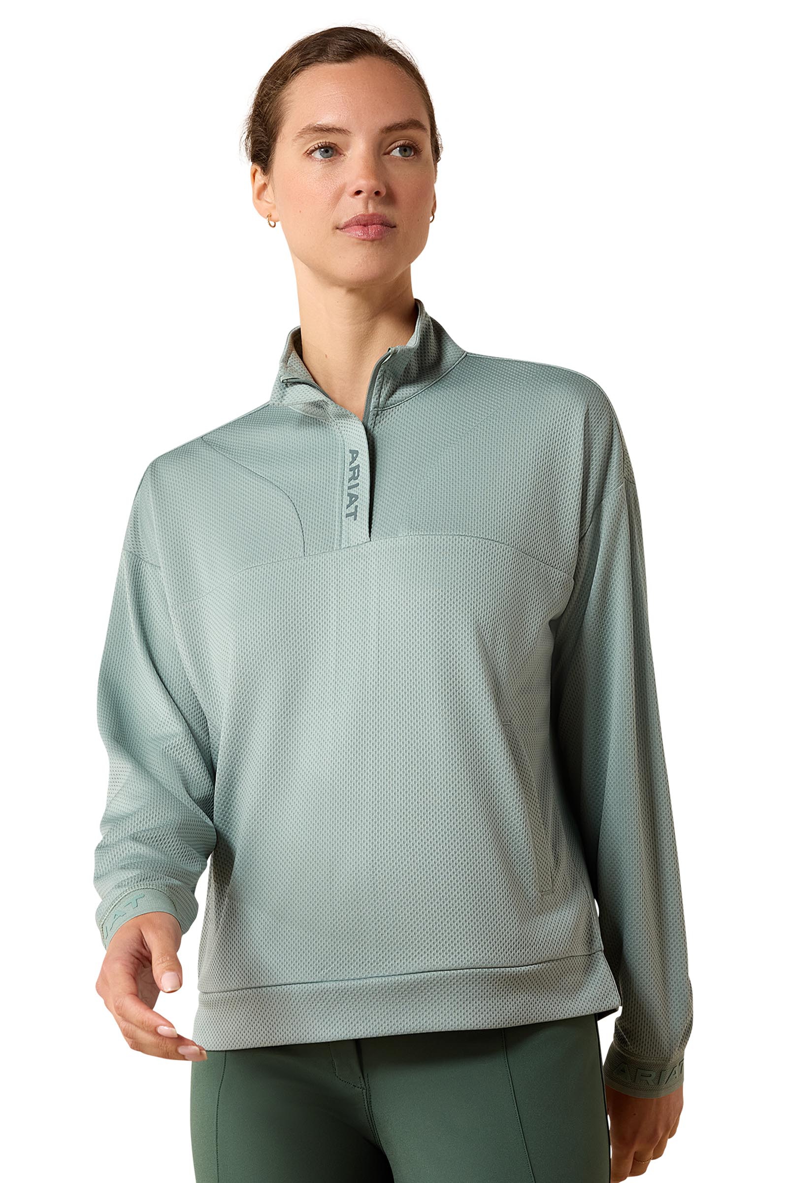 Chinois Green Ariat Breathe sudadera para mujer con 1/2 cremallera