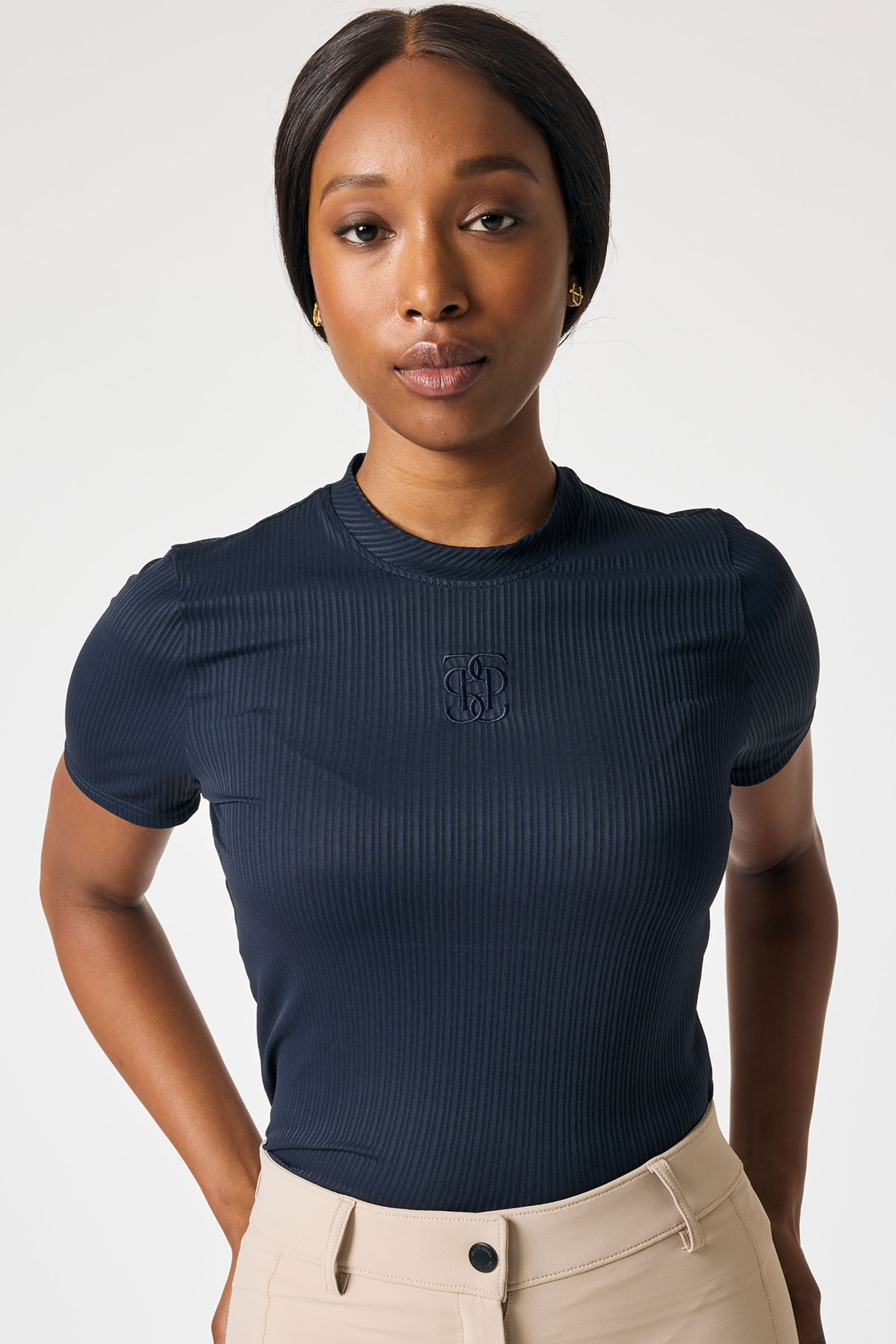 Navy PS of Sweden Courtney S/S Camiseta de Malla a Rayas