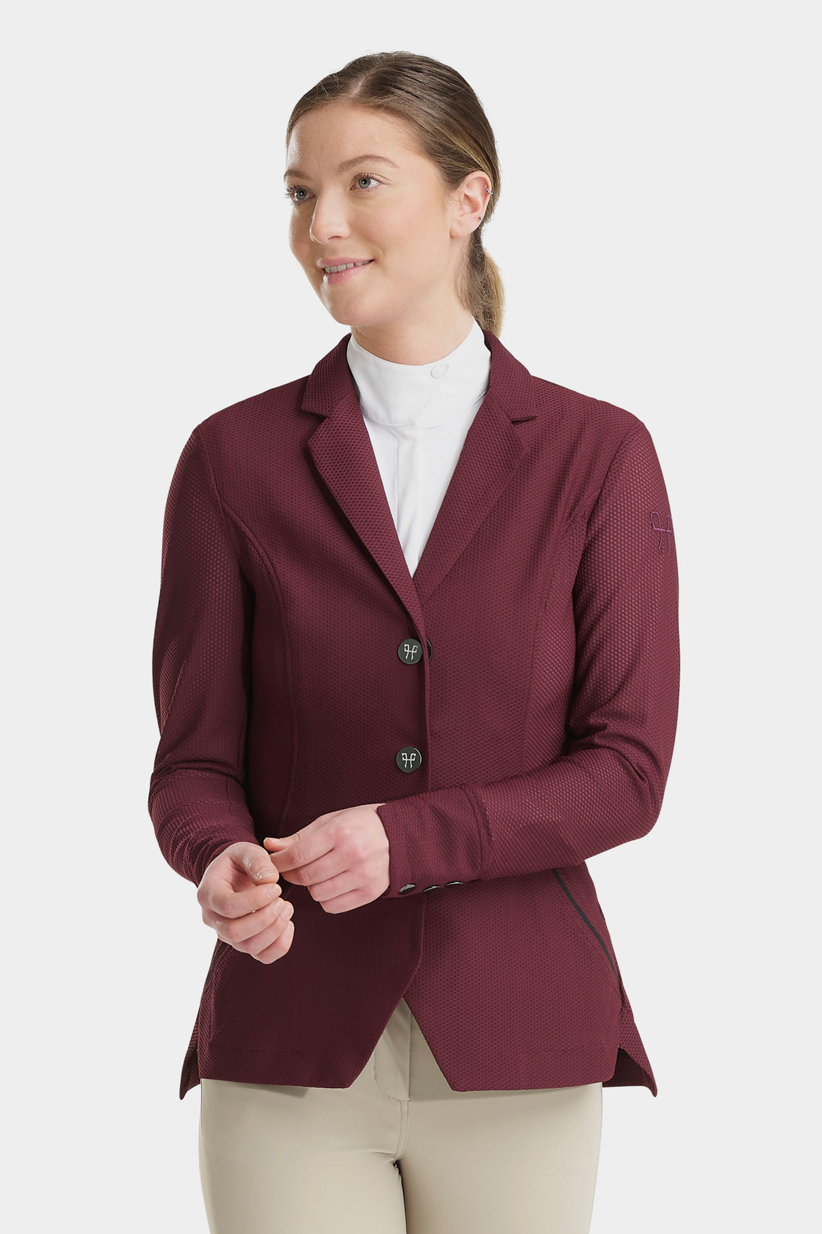 Burgundy Horse Pilot Aeromesh chaqueta de concurso para mujer