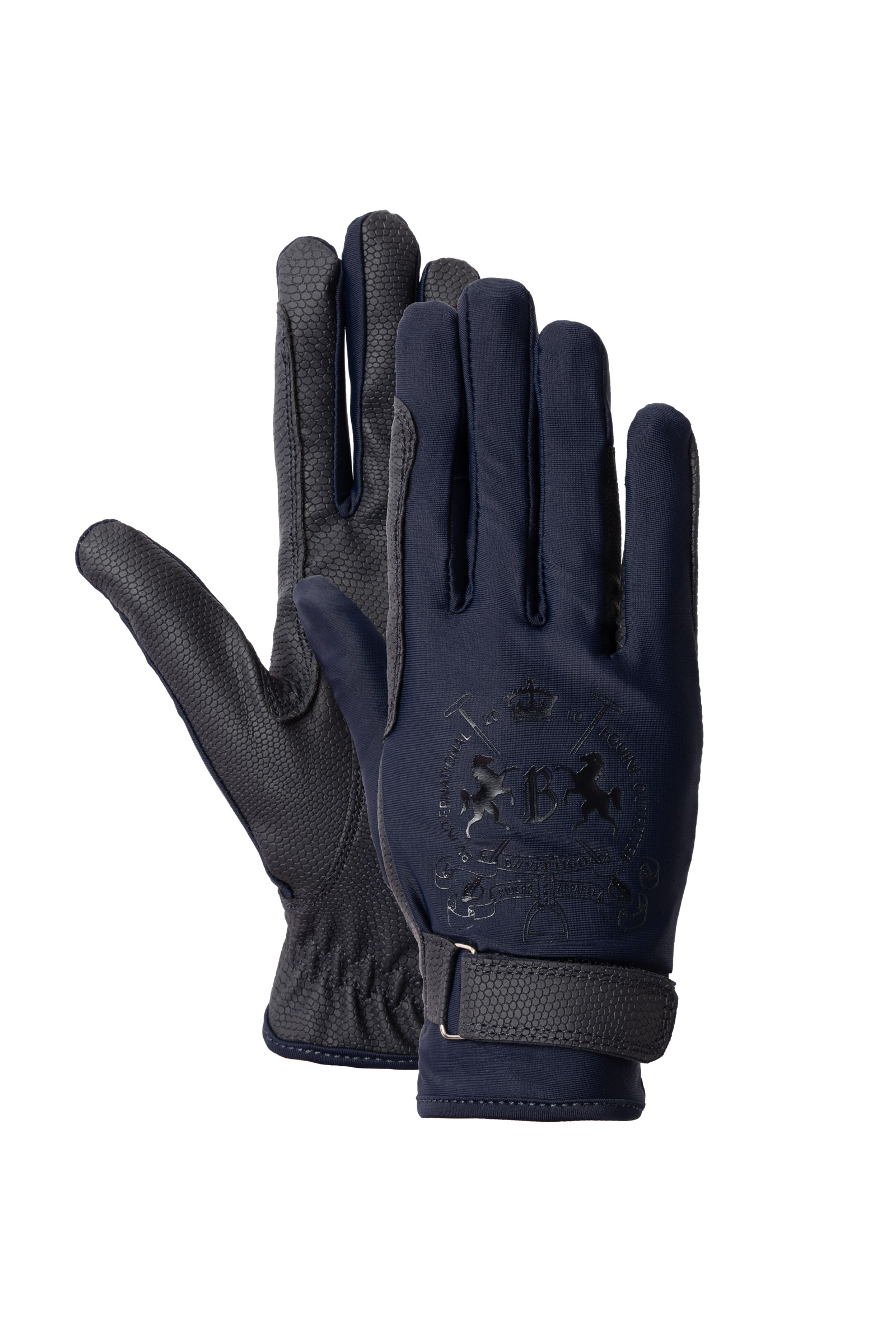 Dark Navy Guantes de Equitaci&oacute;n con Estampado de Logo para Mujer B Vertigo Laia