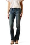 Ariat R.E.A.L. Mid Rise Stretch Icon Stackable Straight Leg Vaqueros el&aacute;sticos rectos para mujer de tiro medio
