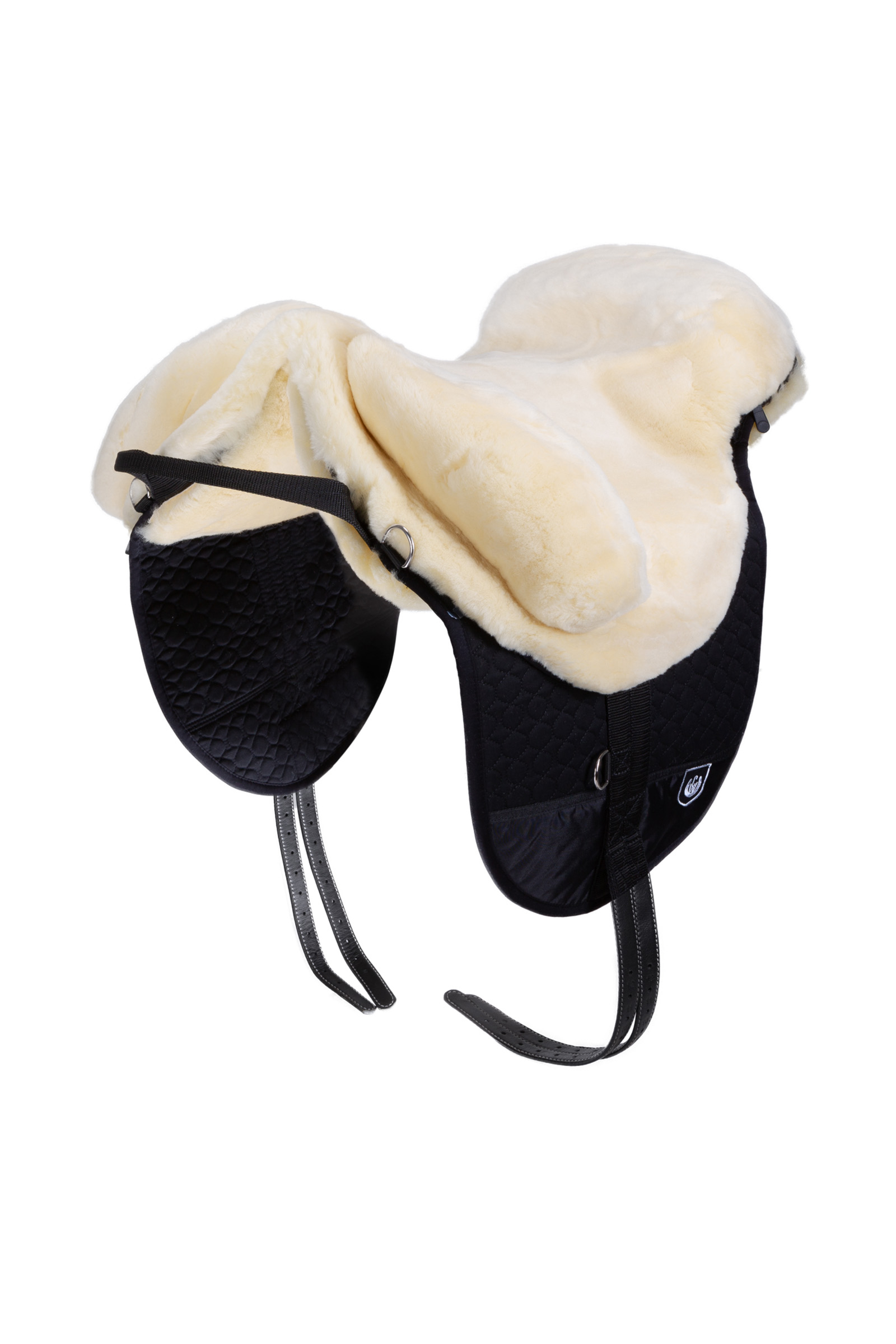 Off-White/Black Cojín para montar a pelo Christ Lambskin, Premium Plus