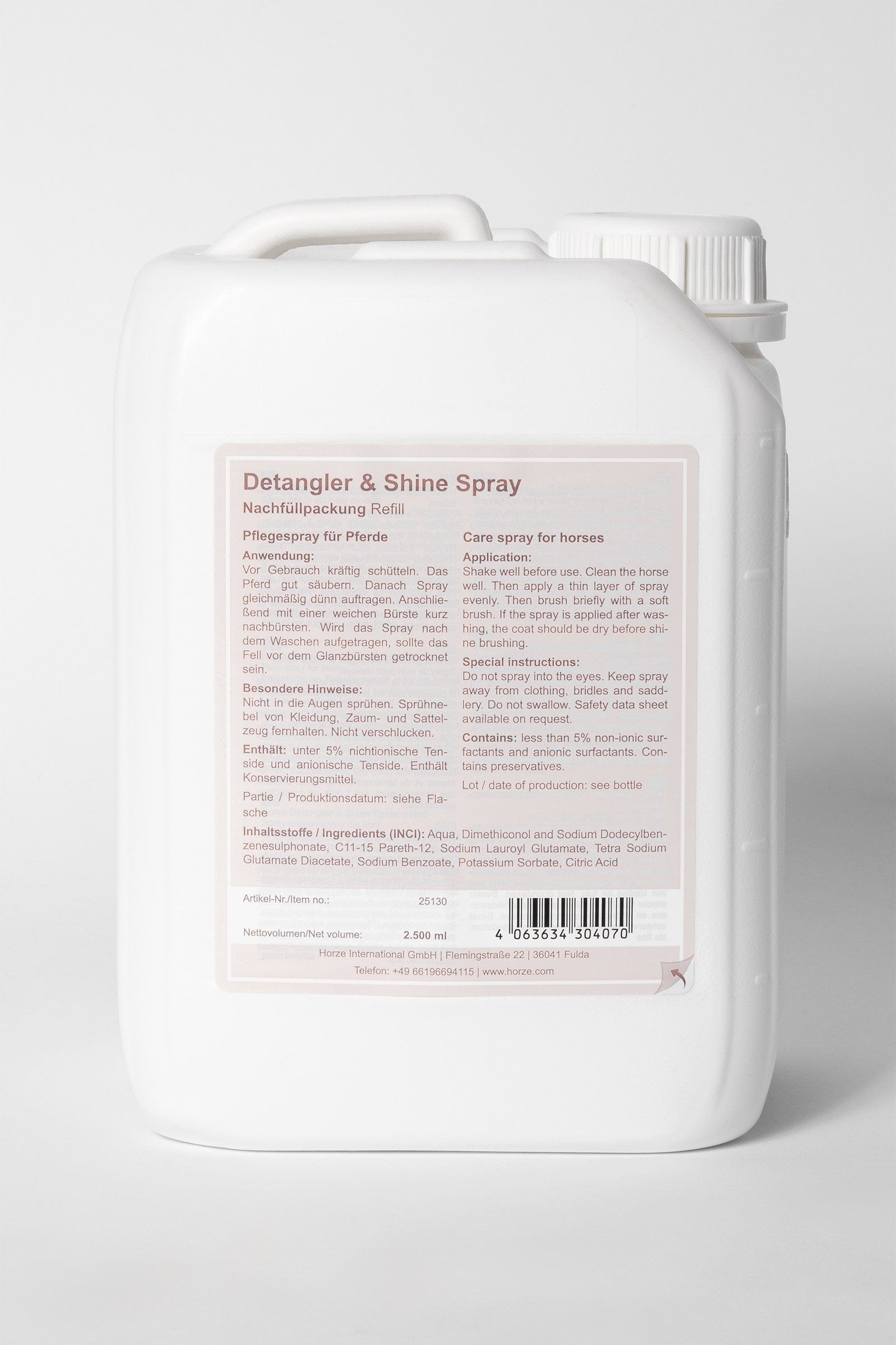 Recarga de Espray Acondicionador Desenredante & Brillo Horze, 2.5l