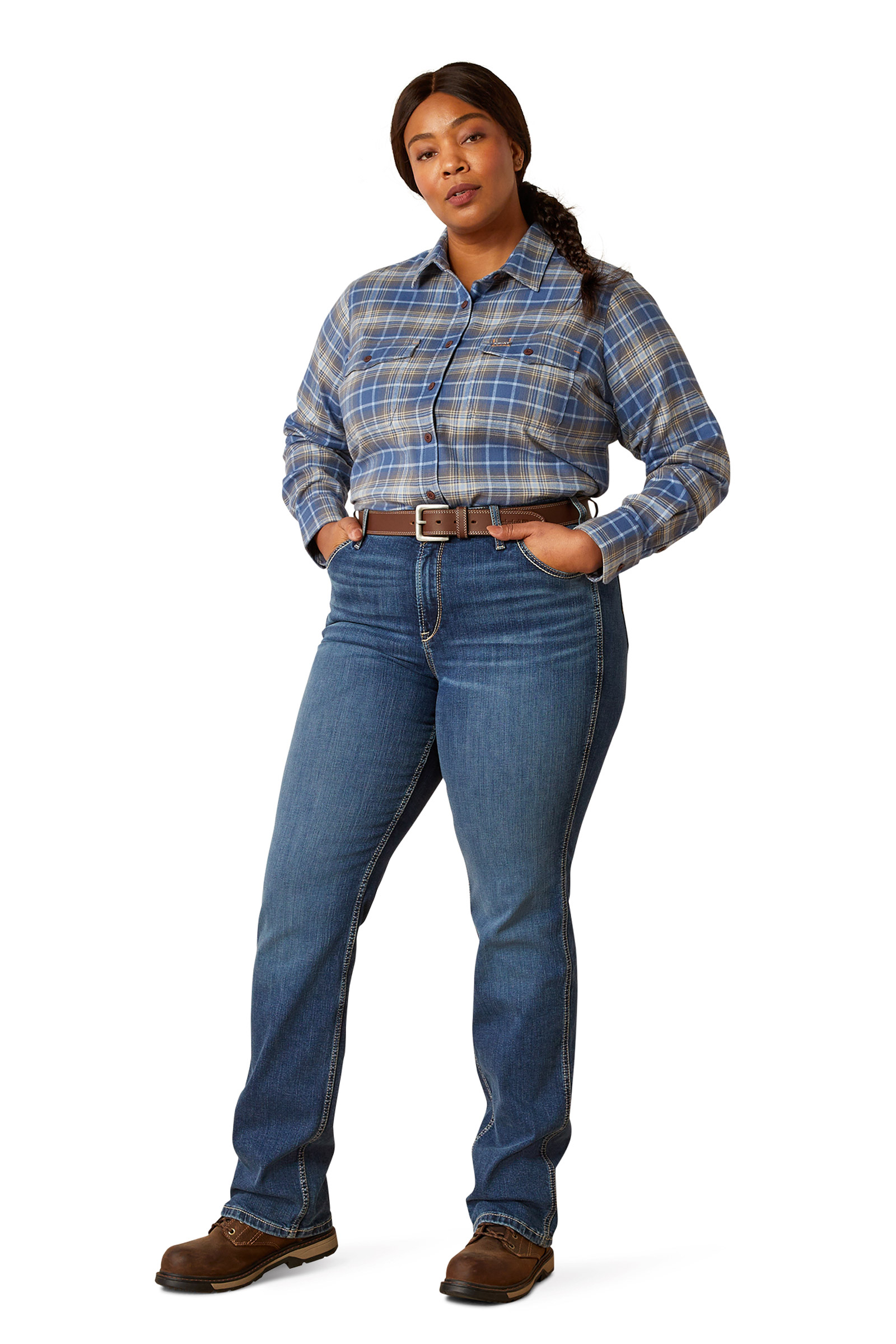 Camisa de Trabajo Manga Larga Franela DuraStretch para Mujer Ariat Rebar