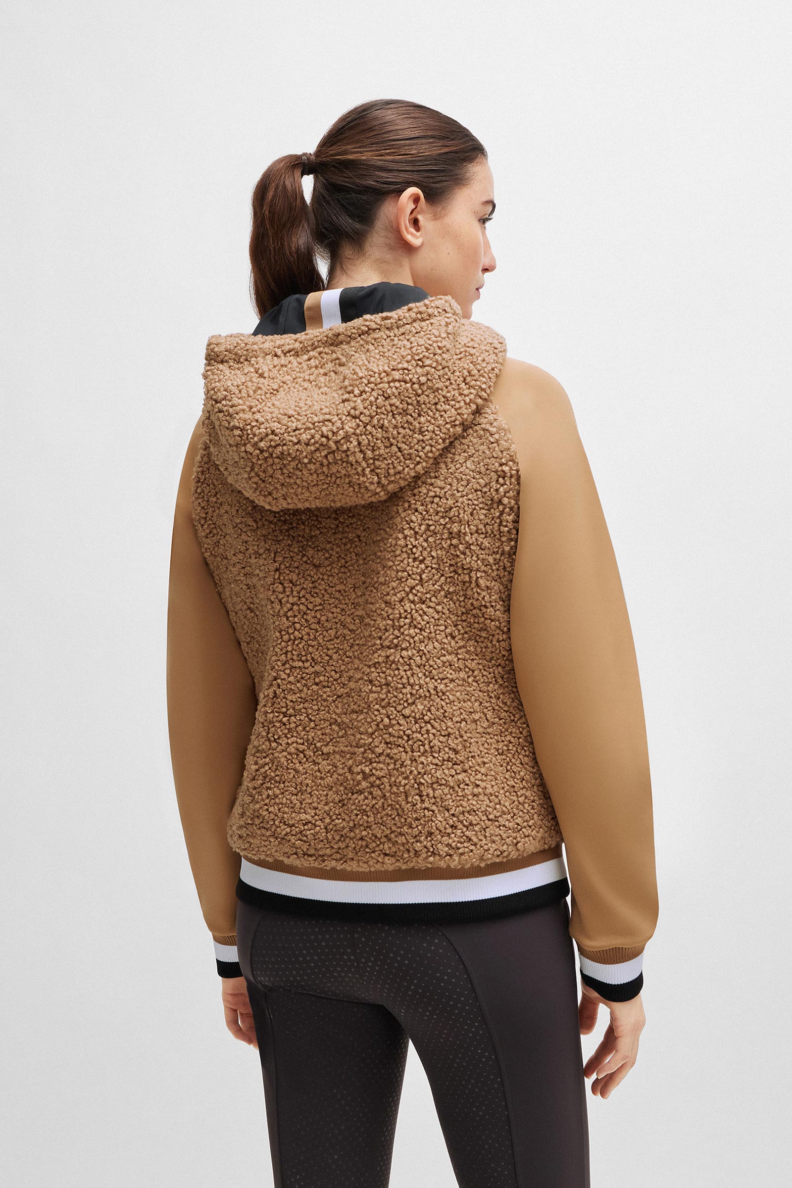 Sudadera con capucha Boss Riva Teddy Hybrid Zip