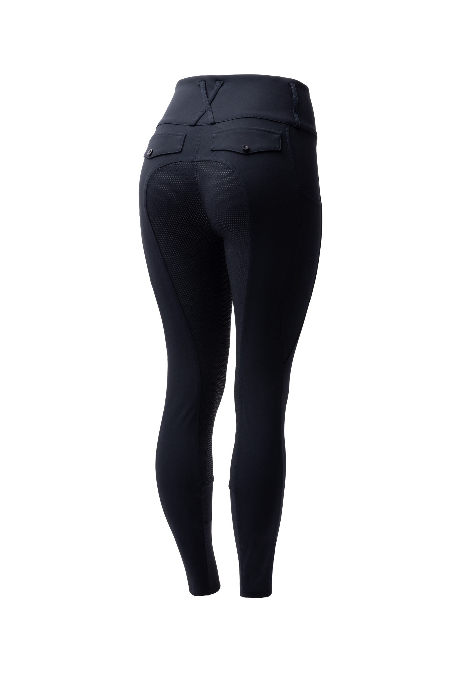 Dark navy Horze Leonie pantalones de equitaci&oacute;n para mujer con asiento completo de silicona UPF 40+