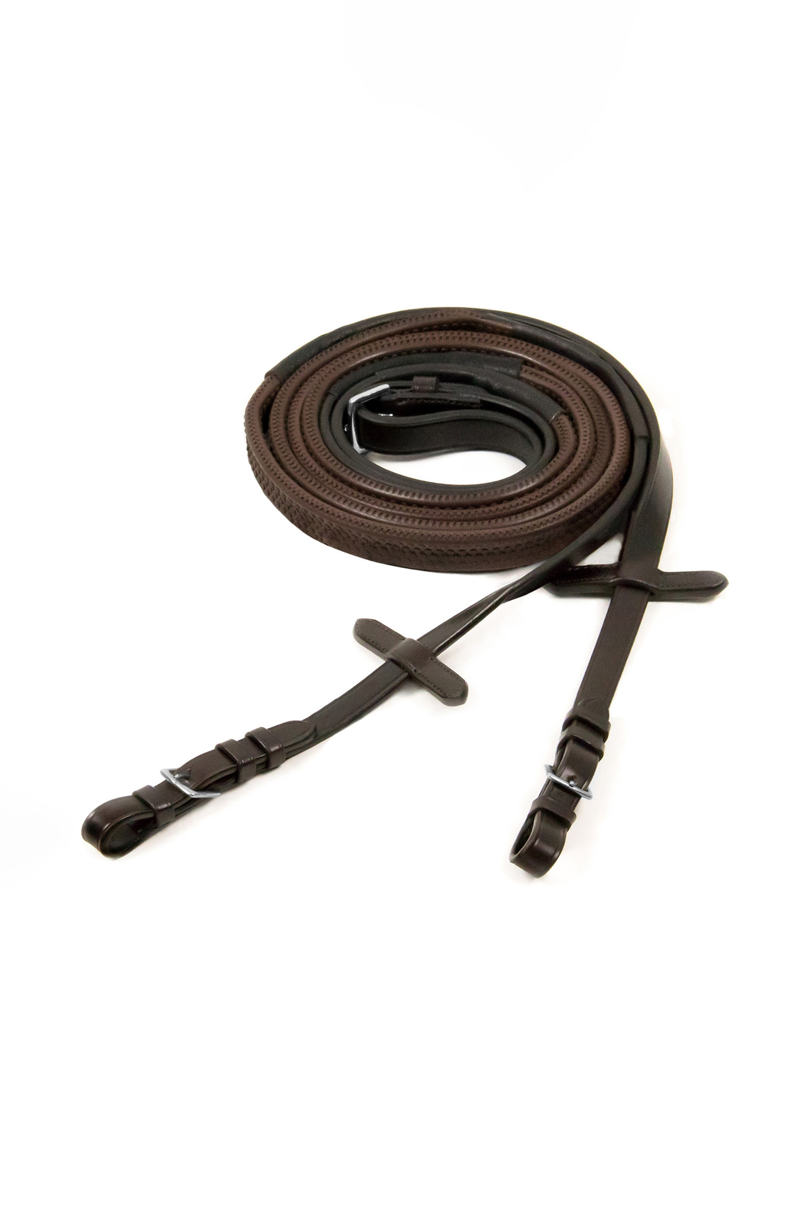 Dark Brown/Silver Schockemöhle Sports riendas de goma con hebillas