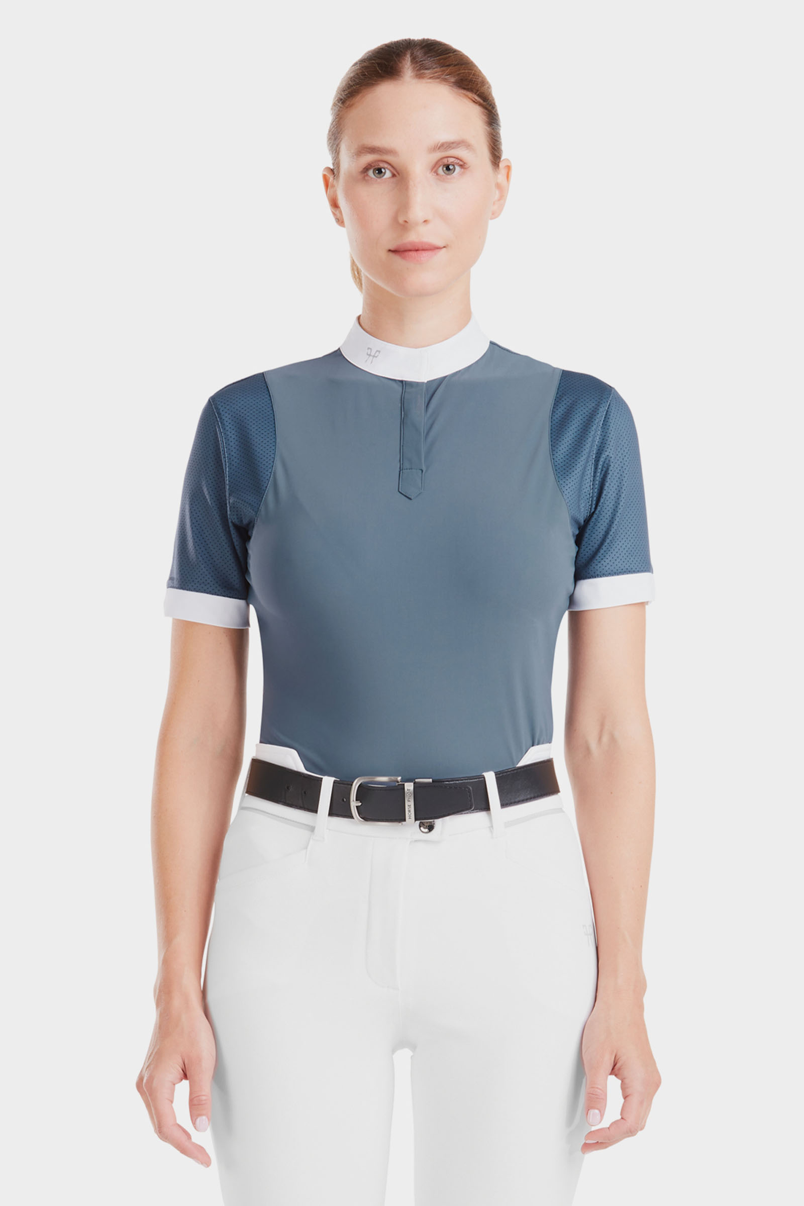 Vintage Indigo Horse Pilot Aerolight camisa de mujer de manga corta