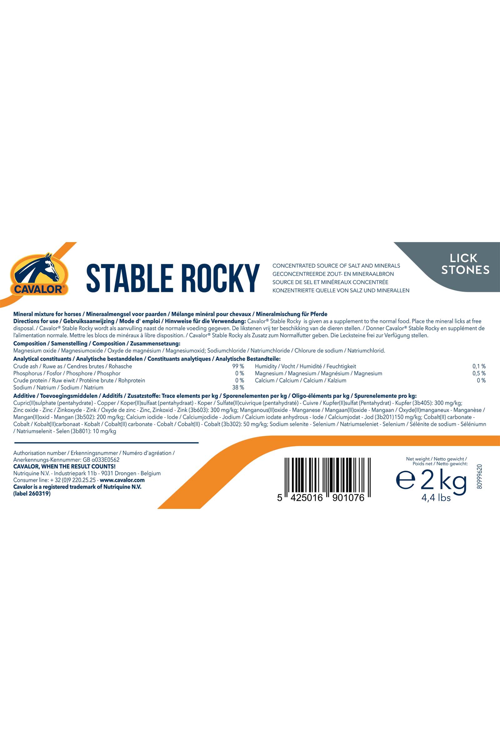 Piedra Salina Cavalor Stable Rocky, 10x2kg