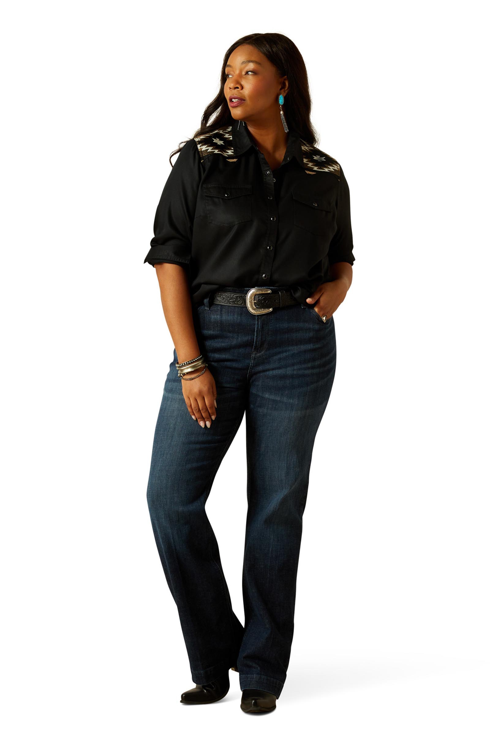 Ariat Dawn camisa western para mujer con broches a presión y mangas largas